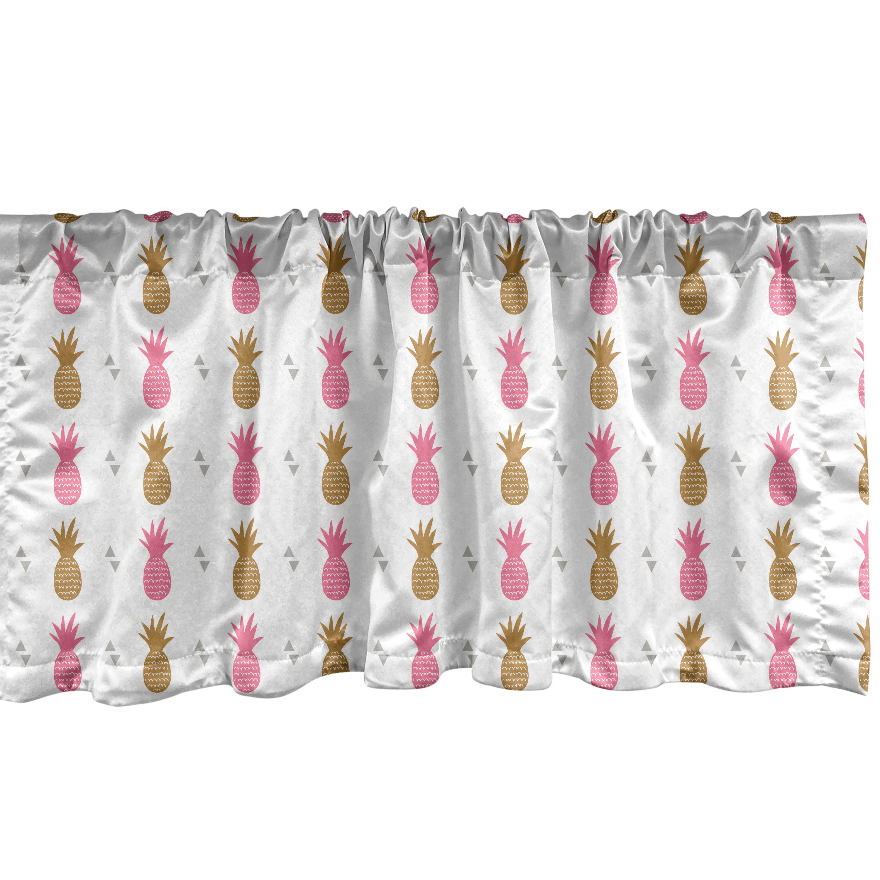 Scheibengardine Vorhang Volant für Küche Schlafzimmer Dekor mit Stangentasche, Abakuhaus, Microfaser, Obst Rosa und Brown-Ananas