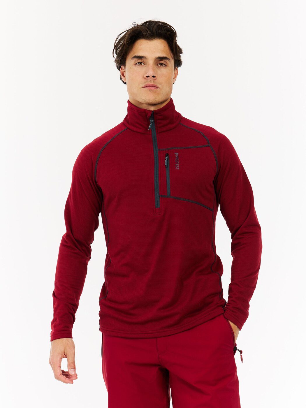 Protest Rollkragenpullover PRTRekody 1/4 zip active top 495 Velvet Red
