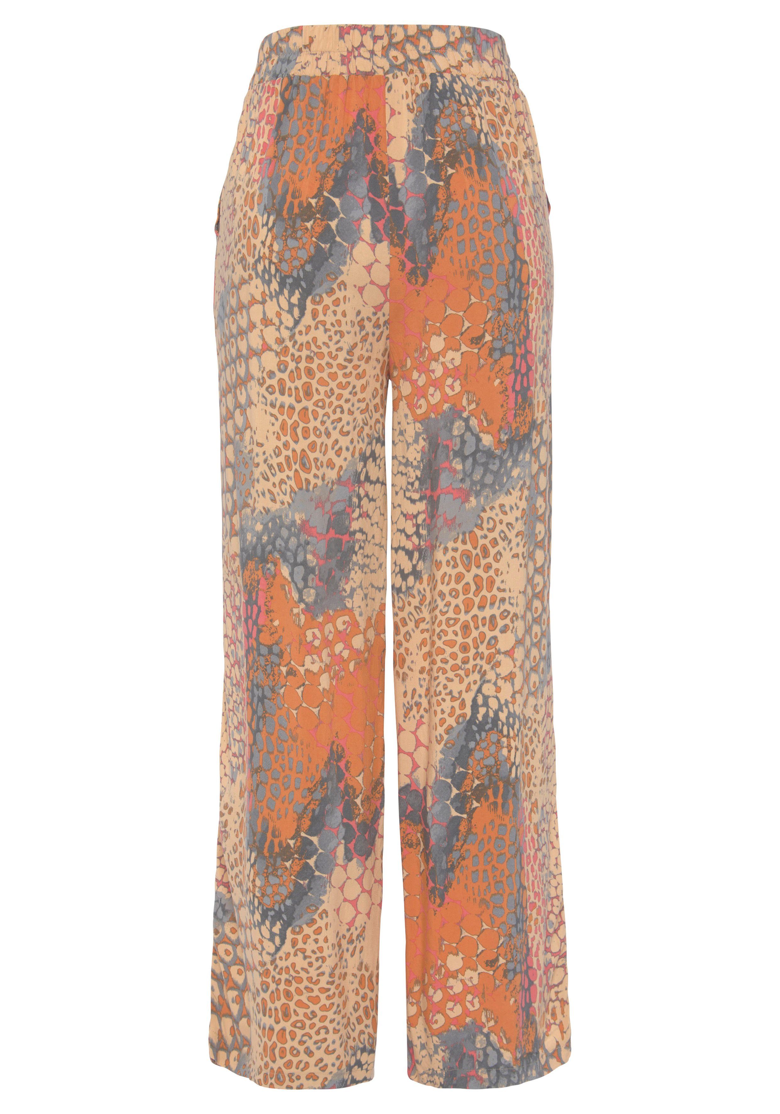 Buffalo Palazzohose mit weitem Bein aus luftigem Viskosestoff (mit Bindegürtel) mit Animalprint und elastischem Bund, leichte Sommerhose, Schlupfhose – Bild 4 von 5