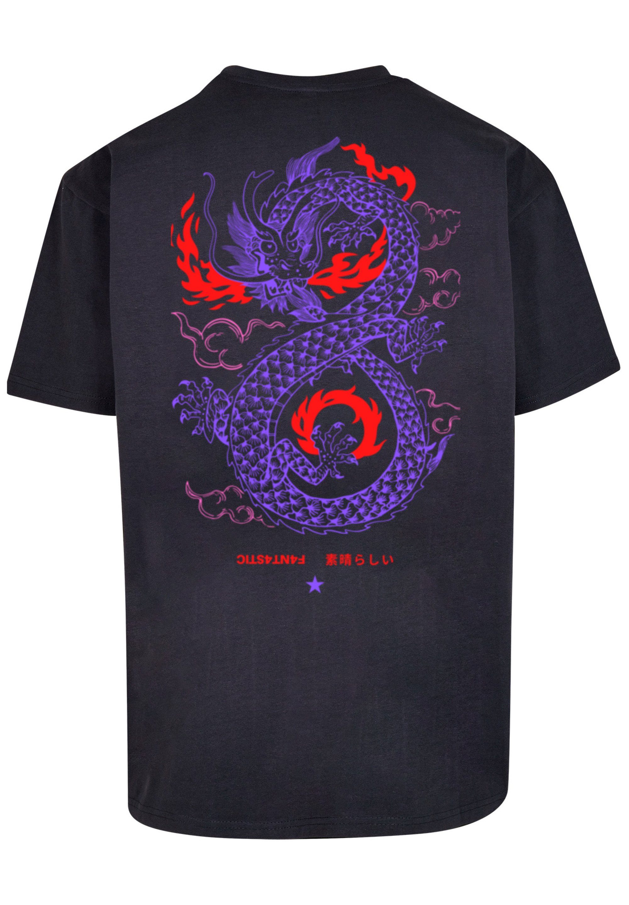 F4NT4STIC T-Shirt Drache Feuer Japan navy Print
