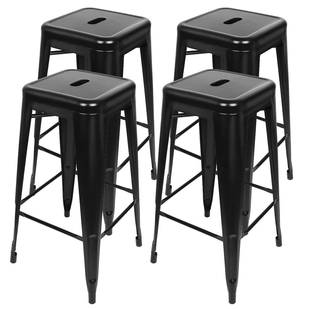 JEOBEST Barhocker Metall Barhocker 4er Set, Stapelbar, Industrial Eisen Barhocker 76 cm