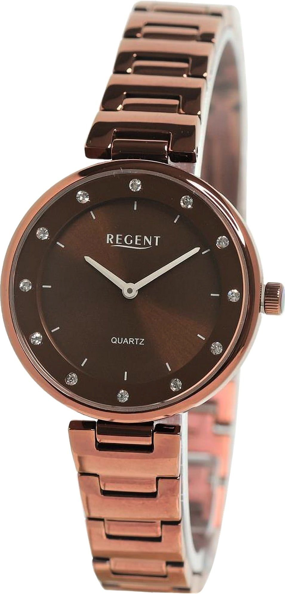 Regent Quarzuhr Regent Damen Armbanduhr Analog, Damen Armbanduhr rund, extra groß (ca. 34mm), Metallarmband | Quarzuhren