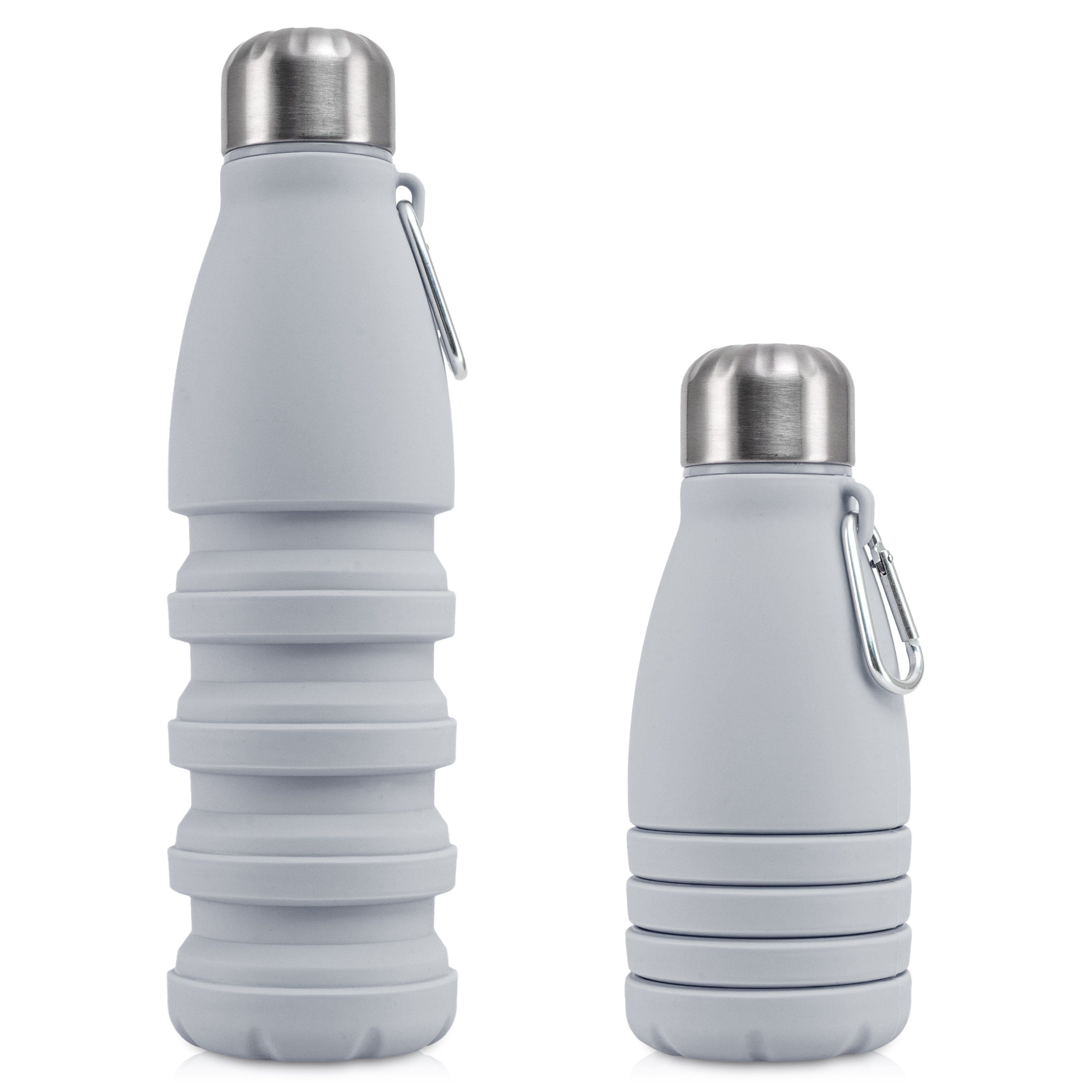 in - Grau Trinkflasche Trinkflasche Perfekto24 aus Faltbare Wasserflasche (550ml) Silikon