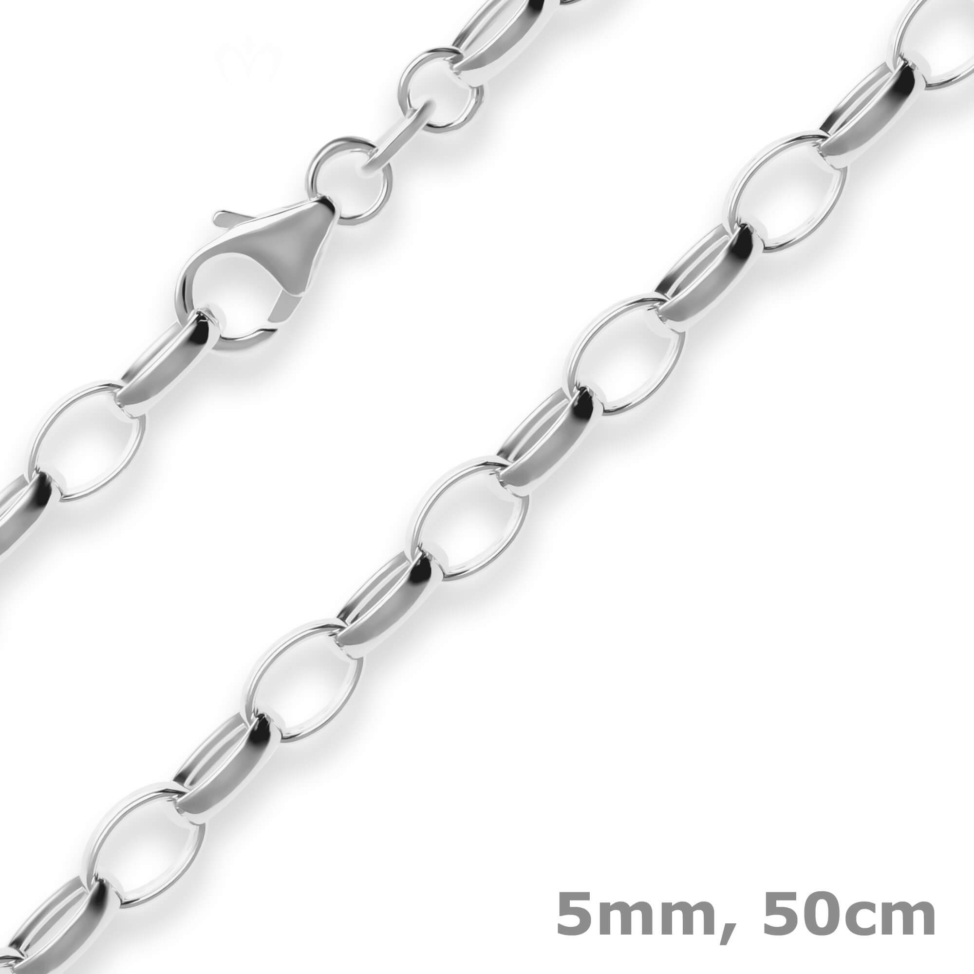 Silberkette 5mm Erbskette aus 925 Silber 50cm