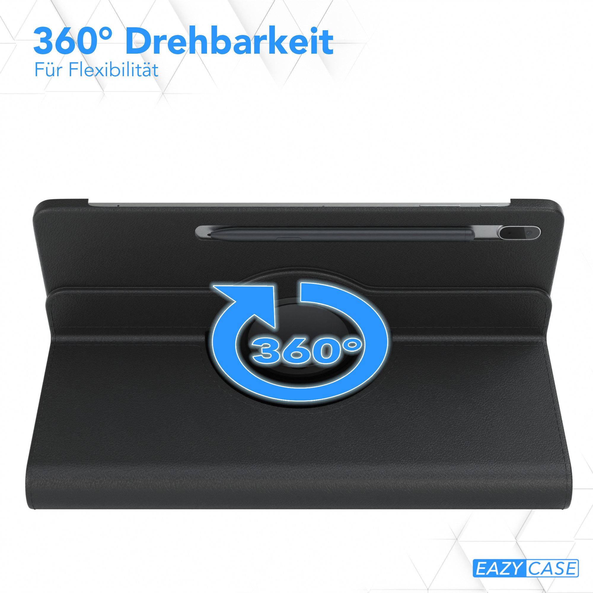 EAZY CASE Tablet-Hülle Rotation Case für Samsung Galaxy Tab S7 FE / 5G 12,4 Zoll, Hülle 360° drehbar mit Standfunktion Etui Anti-Kratz Tasche Schwarz