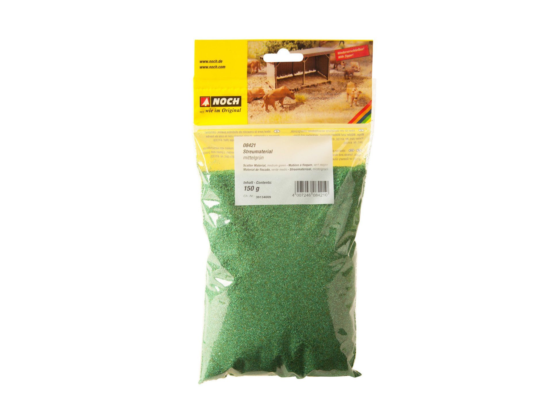 NOCH Modelleisenbahn-Streumaterial Streumaterial, fein mittelgrün, 150 g Beutel für r, Streu