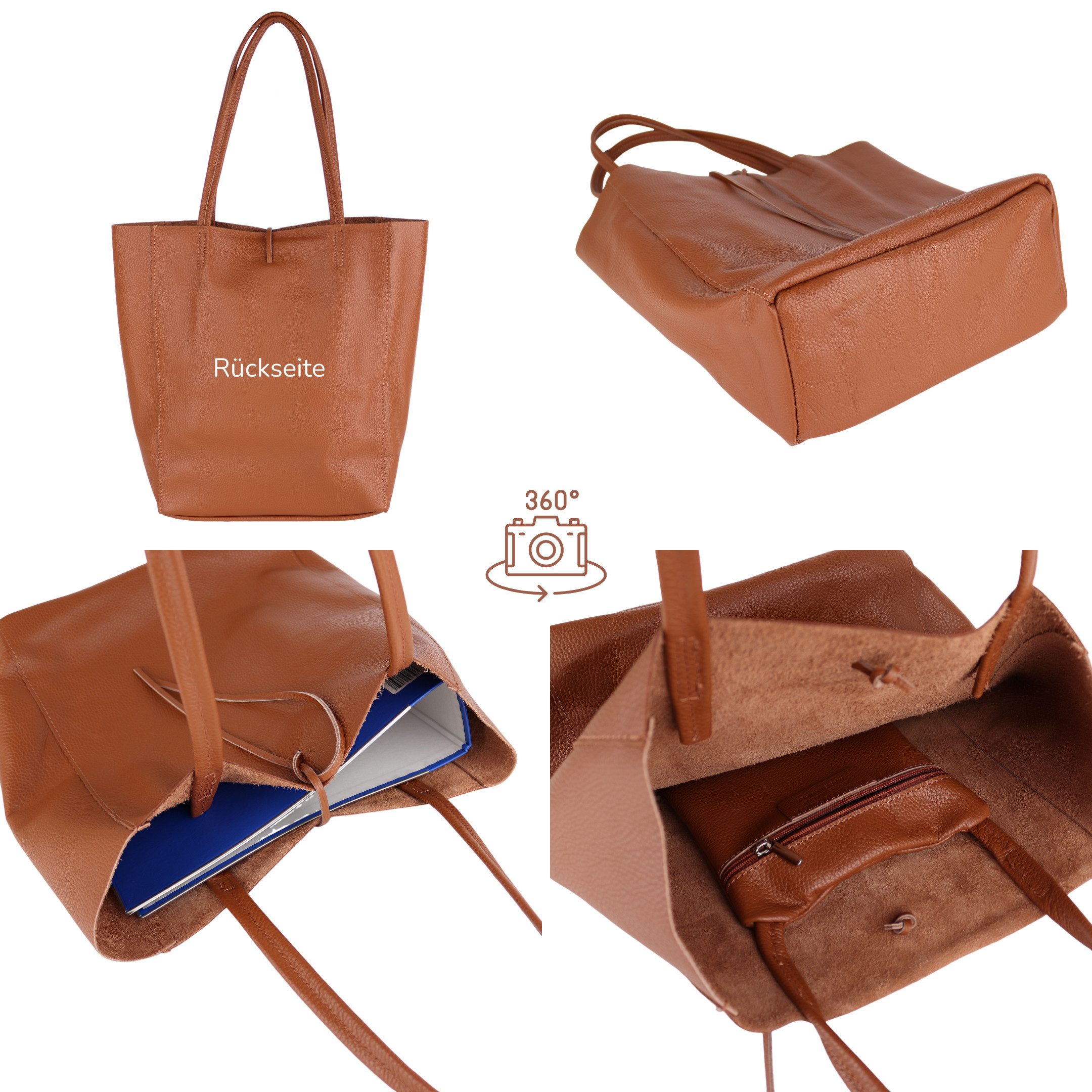 MIRROSI Shopper aus Echtleder / Wildleder, Made in Italy, Henkeltasche Tasc günstig online kaufen