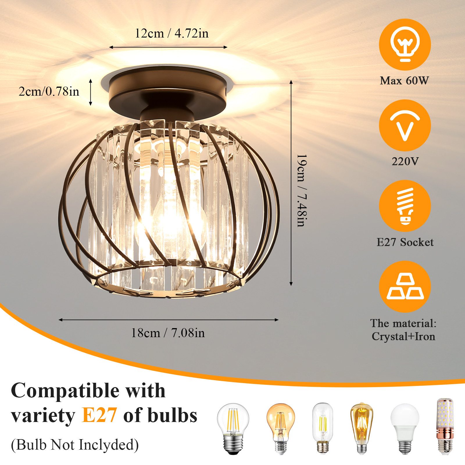 Goeco Deckenleuchte Moderne Kristall-Deckenleuchte E27 LED günstig online kaufen