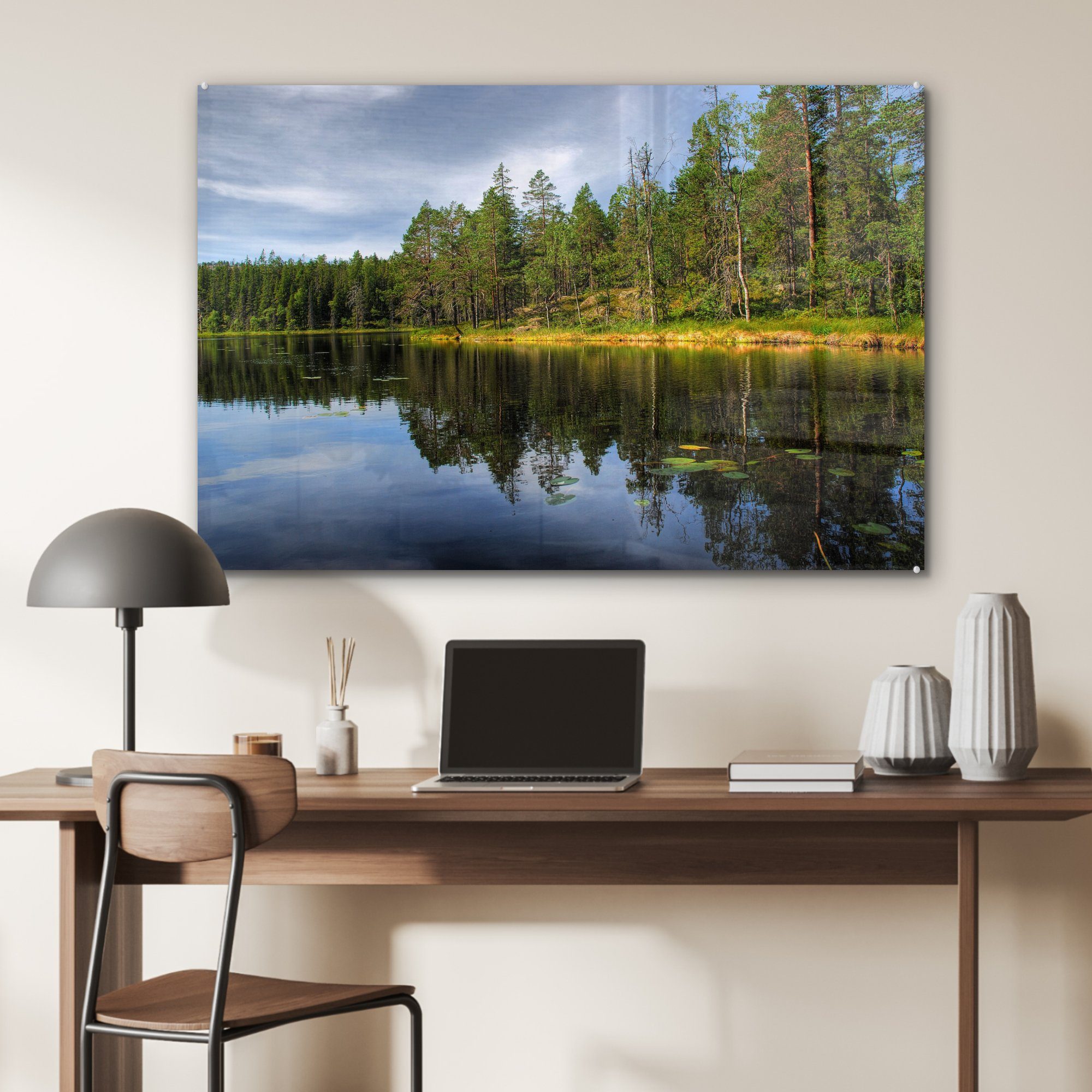 Acrylglasbilder Skuleskogen-Nationalpark der (1 in im Waldlandschaft St), Spiegelung Acrylglasbild & Schlafzimmer Schweden, Wohnzimmer MuchoWow
