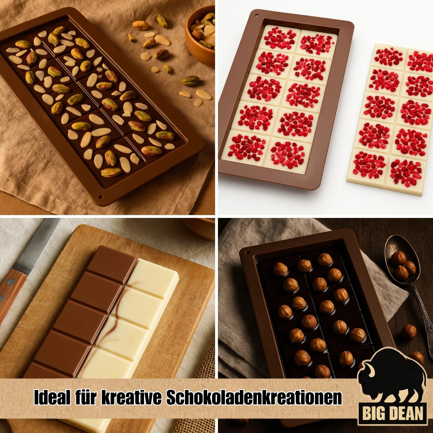 BigDean Schokoladenform 2er-Set Schokoladenform Silikon - tiefe Schokoladenform, (Set 1-tlg), Extra Tief, Universell
