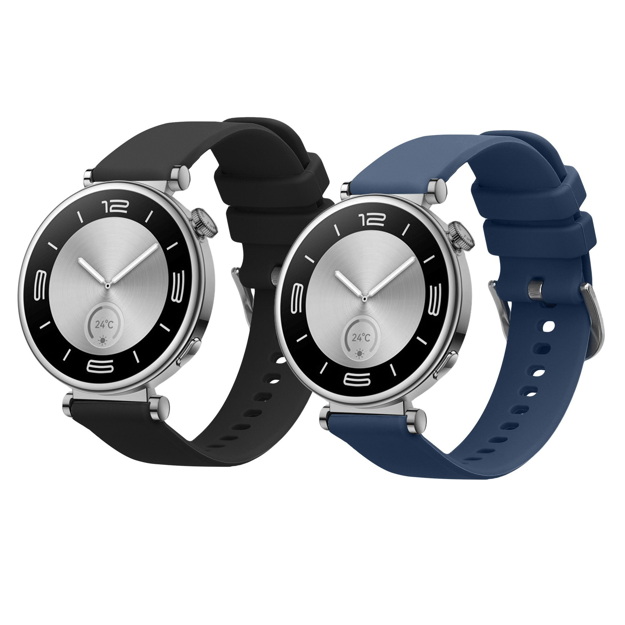 kwmobile 2x Uhrenarmband für Huawei Watch GT5 41mm / GT5 Pro 42mm / Watch GT4 Smartwatch, 2-tlg., Fitnesstracker Band Set aus TPU Silikon - Ersatzarmband Smartwatch