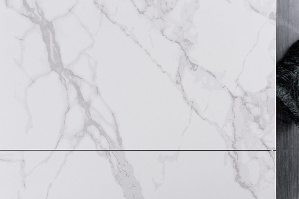 180-225cm · · weiß, | schwarz · 1-St), ETERNITY Metall riess-ambiente ausziehbar hellgrau weiß weiß-hellgrau / · Esstisch Design (Einzelartikel, Industrial Marmor-Optik Keramik