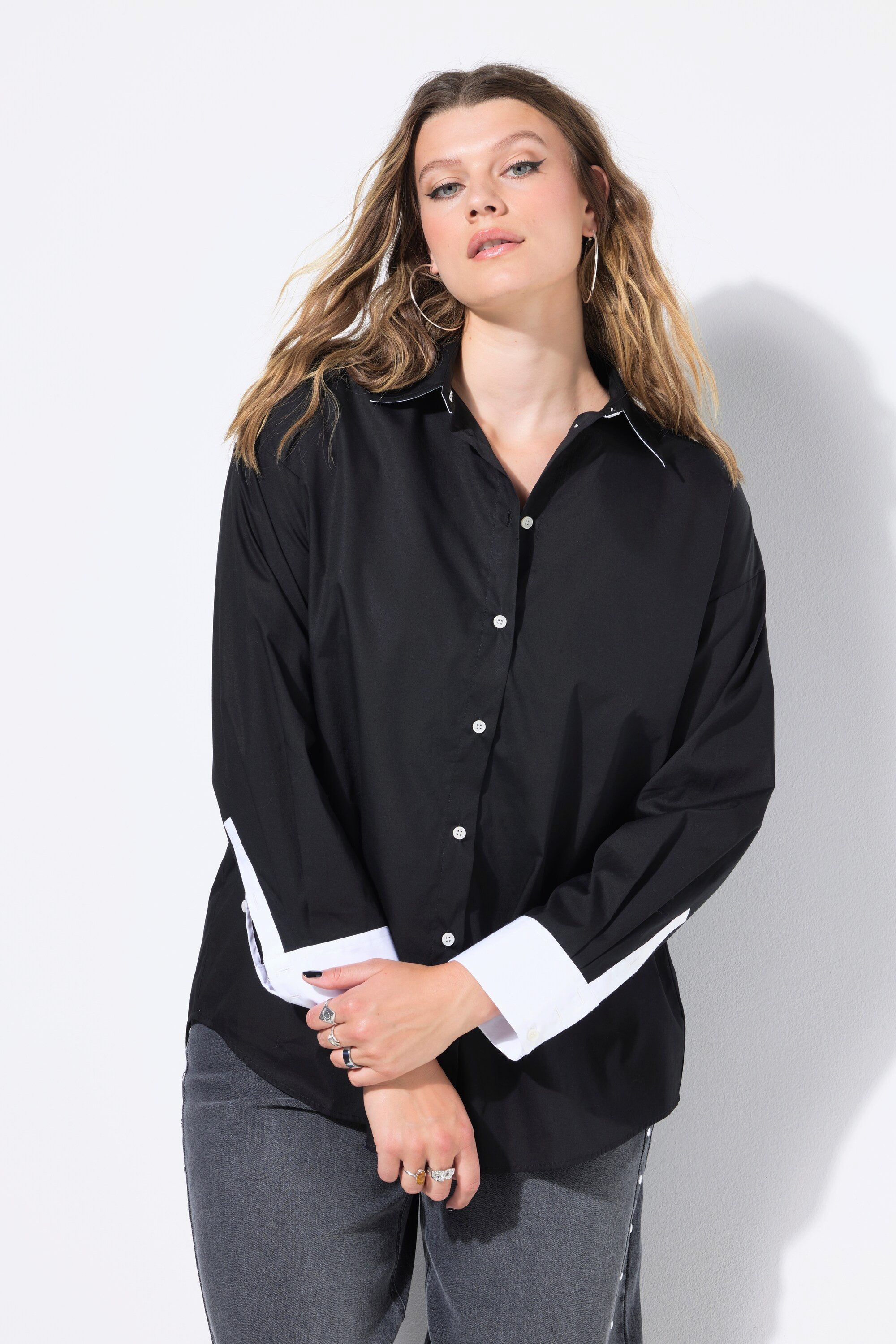 Studio Untold Hemdbluse Hemd oversized Details kontrastfarbig