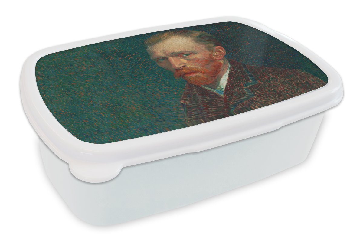 MuchoWow Lunchbox Kunst - Van Gogh - Alte Meister - Selbstporträt, Kunststoff, (2-tlg), Brotbox für Kinder und Erwachsene, Brotdose, für Jungs und Mädchen weiß