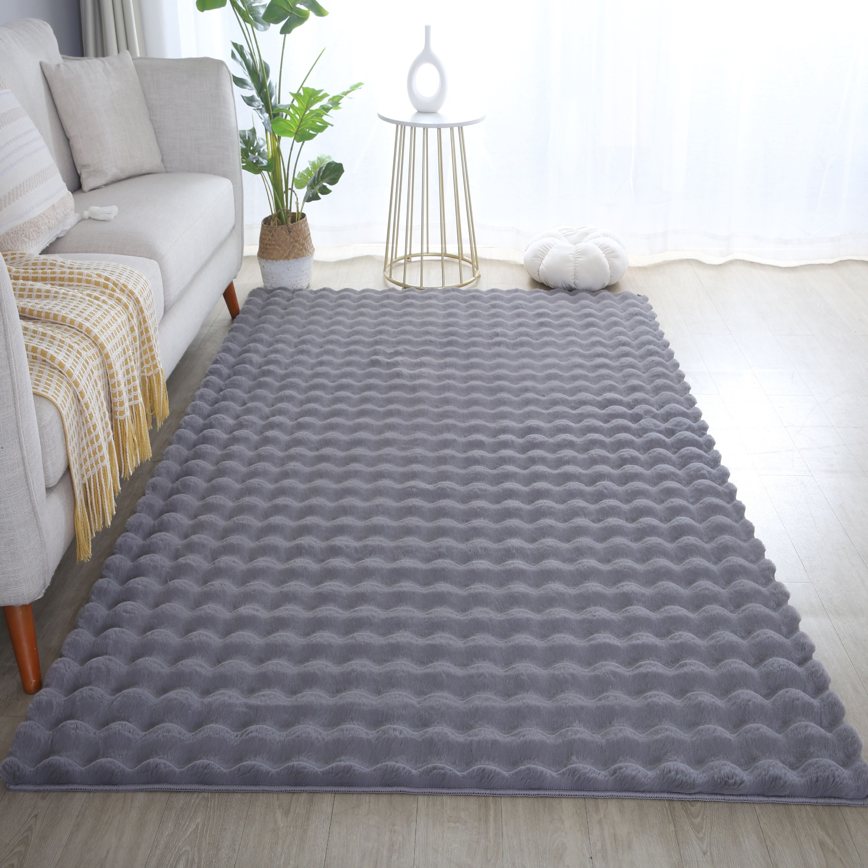 Carpettex Hochflor-Teppich Unicolor - Einfarbig, Läufer, Höhe: 25 mm, Teppich Wohnzimmer Soft Einfarbig 3D Optik flauschig Plüsch Teppich