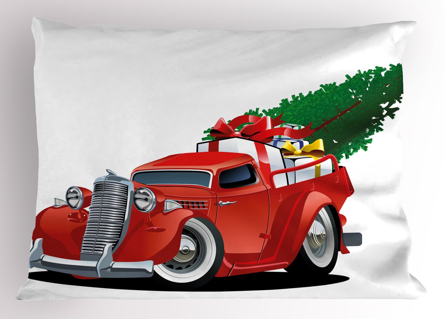 Kissenbezüge Dekorativer Standard King Size Gedruckter Kissenbezug, Abakuhaus (1 Stück), Weihnachten Red American Truck