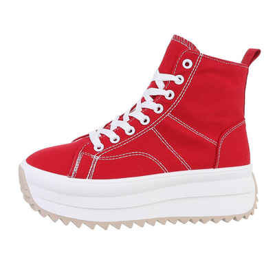 Ital-Design Damen High-Top Freizeit Sneaker (85960075) Flach Sneakers High in Rot