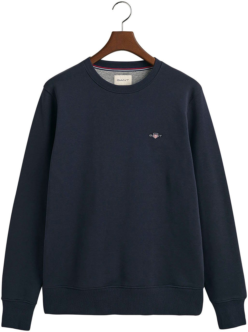 Gant Sweatshirt REG blue SHIELD der Brust SWEAT mit evening C-NECK auf Logostickerei