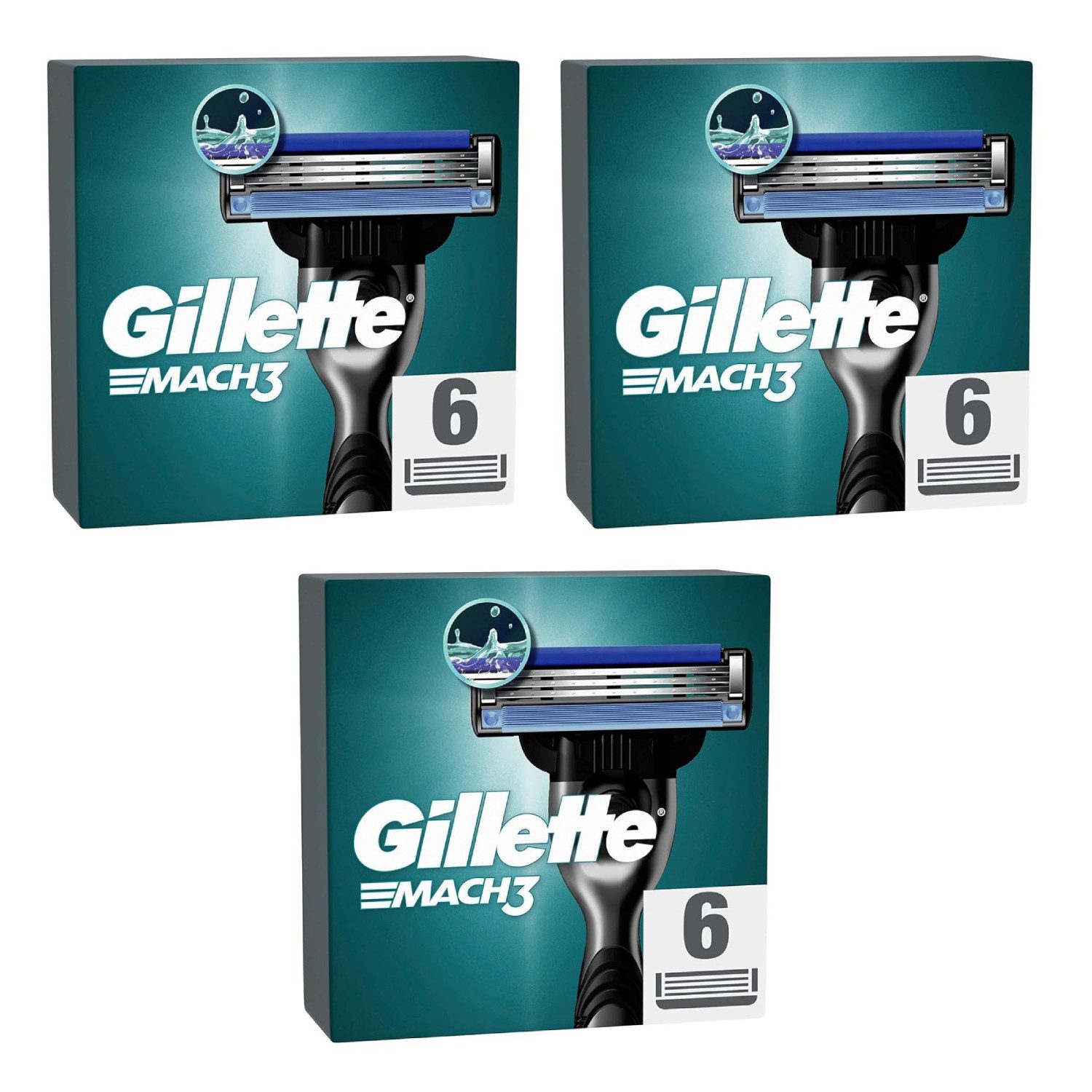 Gillette Лезвия для бритвы Mach3 Rasurklingen Nassrasierer Ersatzklingen 3-fach-Klinge, 3-tlg., - 18 Klingen, Edelstahl, rostfrei