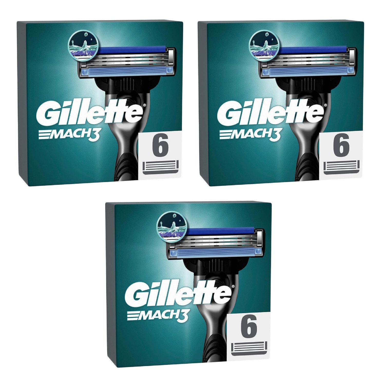 Gillette Rasierklingen Mach3 Rasurklingen Nassrasierer Ersatzklingen 3-fach-Klinge, 3-tlg., - 18 Klingen, Edelstahl, rostfrei