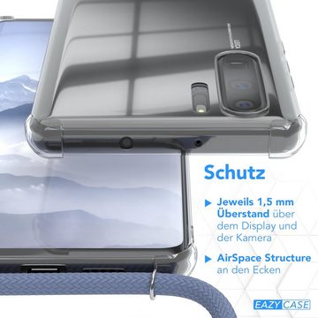 EAZY CASE Handykette Kette Clips Schwarz für Huawei P30 Pro 6,47 Zoll, Silikonhülle Transparent Handyhülle mit Kordel Kette zum Umhängen Blau