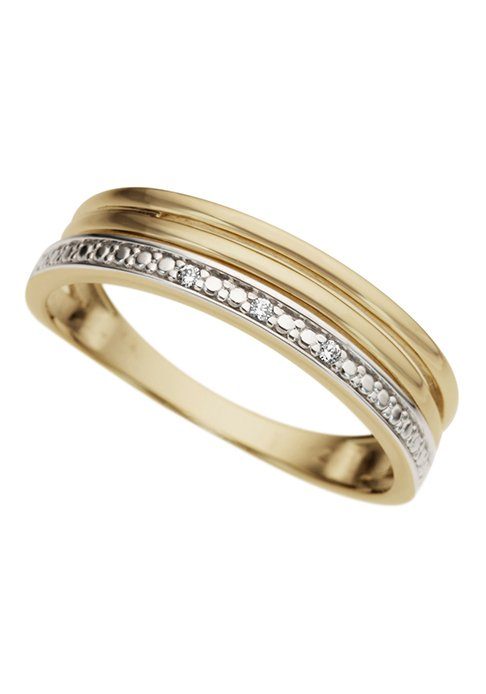 Firetti Diamantring Schmuck Geschenk Gold 333 Bicolor in mehrreihiger Stäbchen-Optik, mit Brillanten
