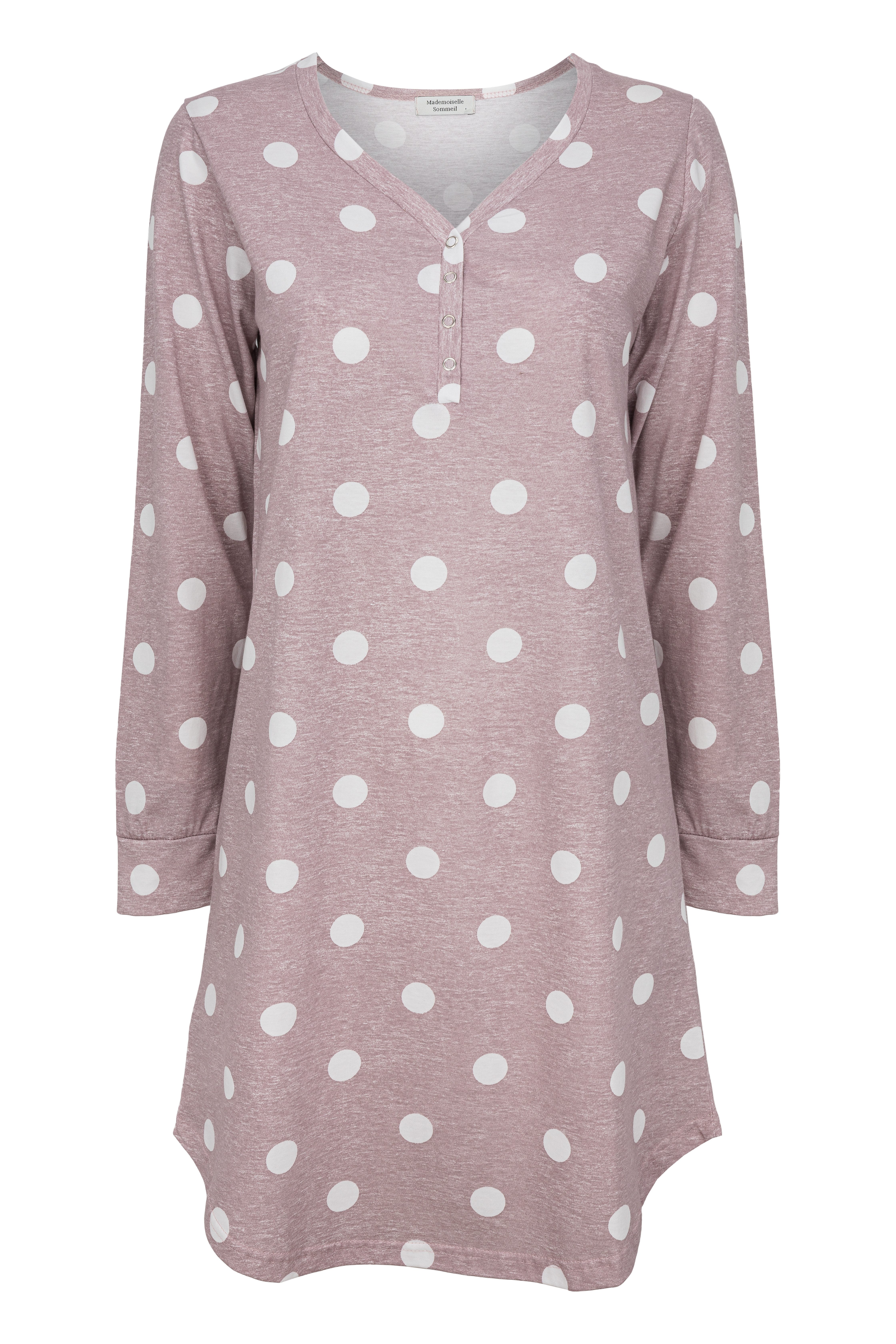 Mademoiselle Sommeil Nachthemd in hellrosa mit weißen Punkten und langen Är günstig online kaufen