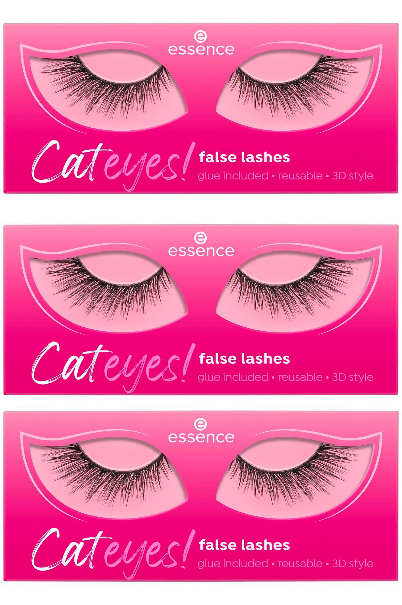 Essence Bandwimpern Cateyes! false lashes, Set, 3 tlg., mit Katzenaugen-Effekt