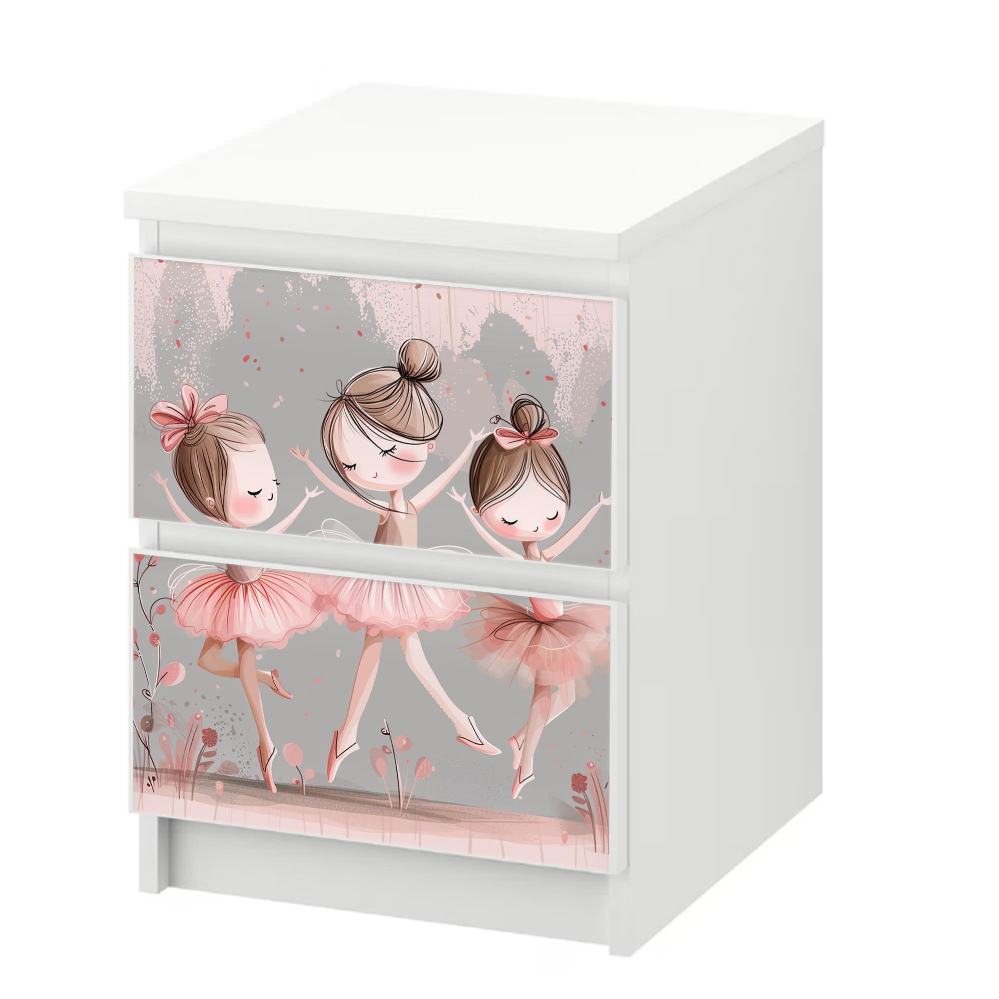 Sunnywall Möbelfolie passend für IKEA Malm Kommode Schrankfolie Aufkleber Ballerinas modern, blasenfreie selbstklebende Folie (SCHRANK NICHT INKLUSIVE)