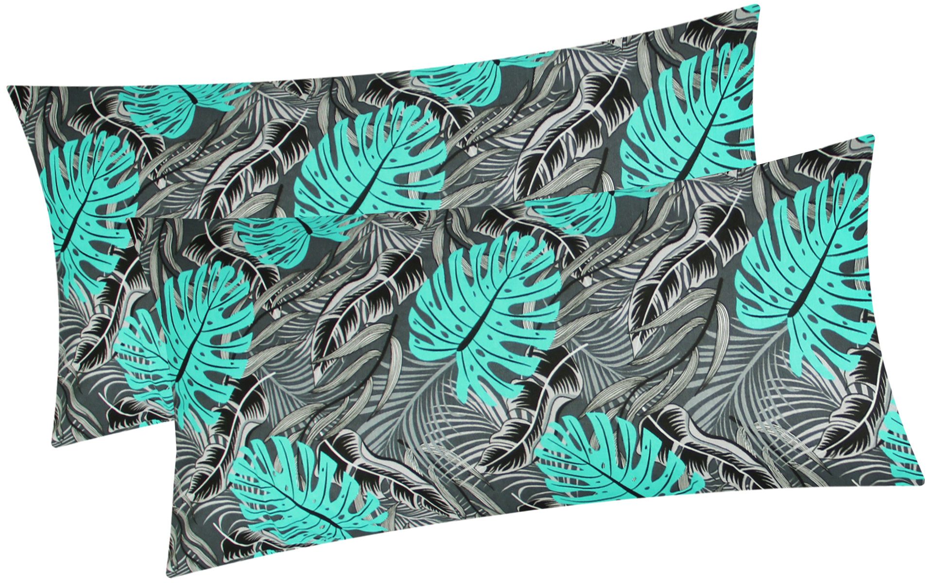 Heubergshop Kissenbezug, (2 Stück), 2er Set 40x80cm - Blätter Grau Schwarz günstig online kaufen