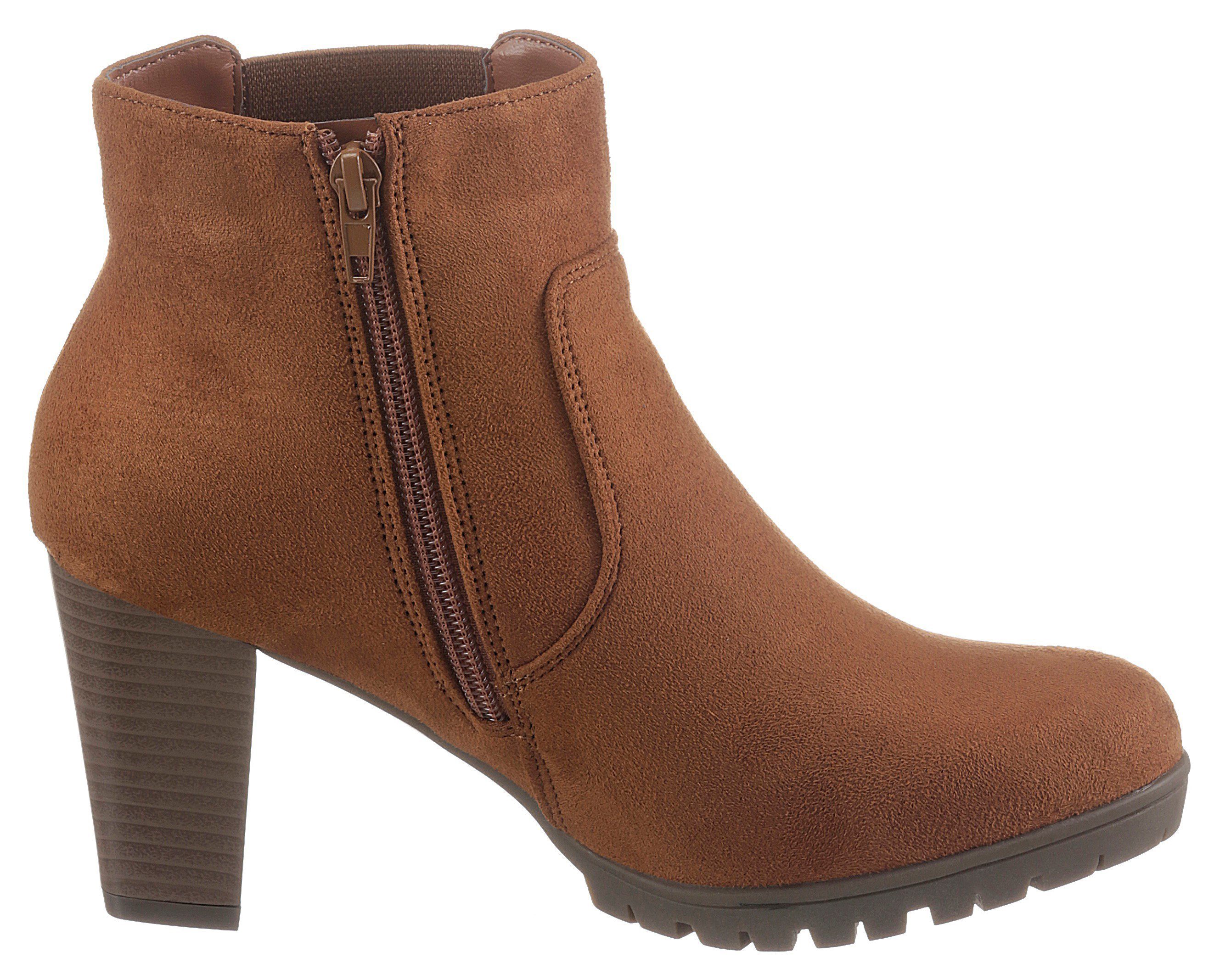 CITY WALK Stiefelette mit Stretcheinsatz seitlichem cognac