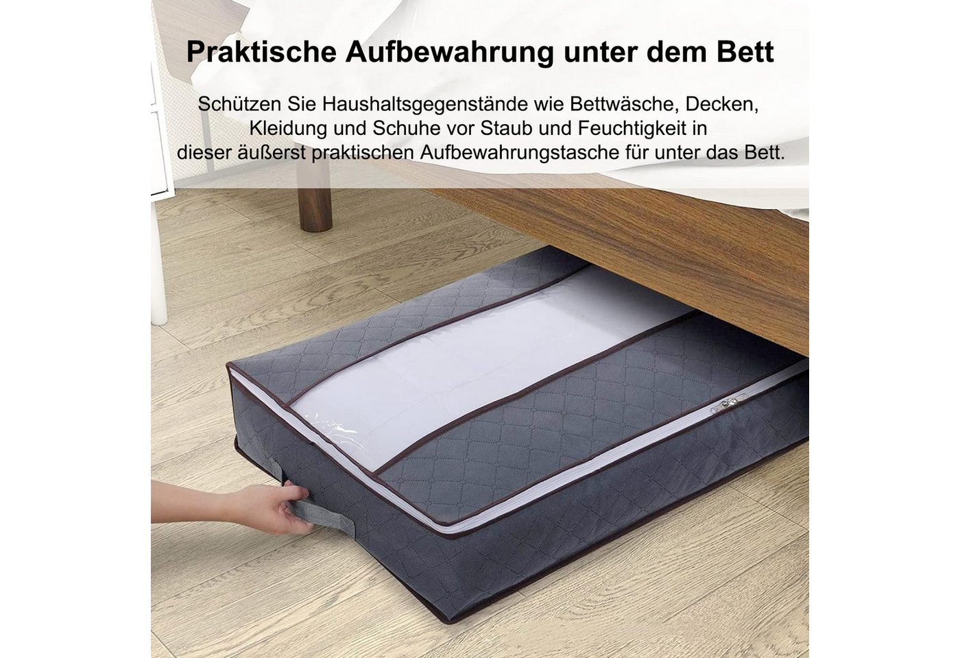 Thumbnail - OKWISH Aufbewahrungsbox 3 Stück Unterbettkommode Kleideraufbewahrung Aufbewahrungstasche (mit Sichtfenster und Haltegrif...