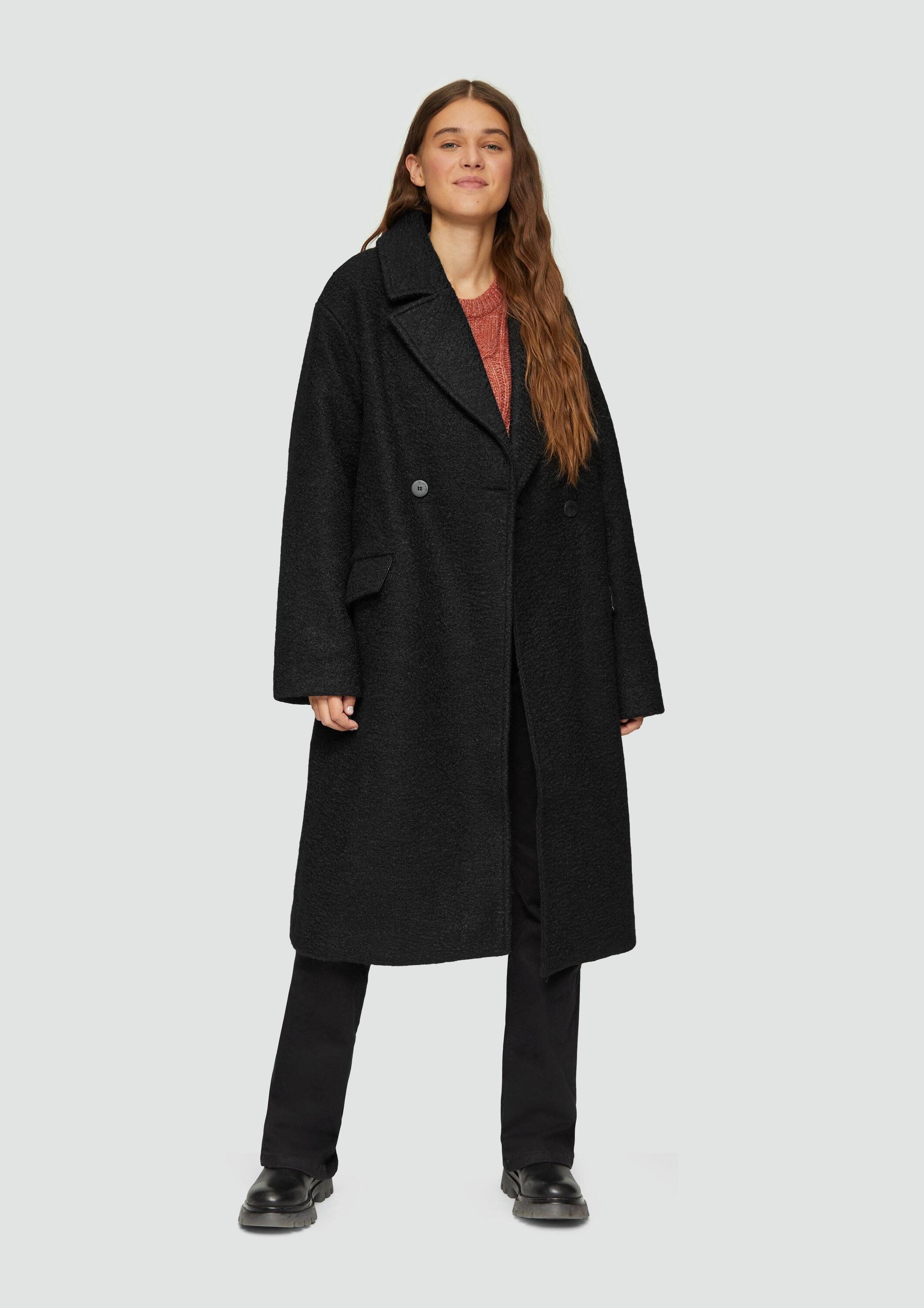 QS Funktionsmantel Outdoor-Mantel Oversized-Mantel aus Bouclé