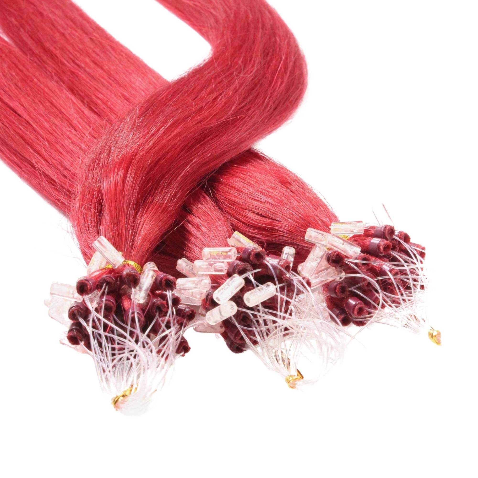 hair2heart Echthaar-Extension Microring Loops - glatt #0/44 Rot-Intensiv 0.5g 40cm
