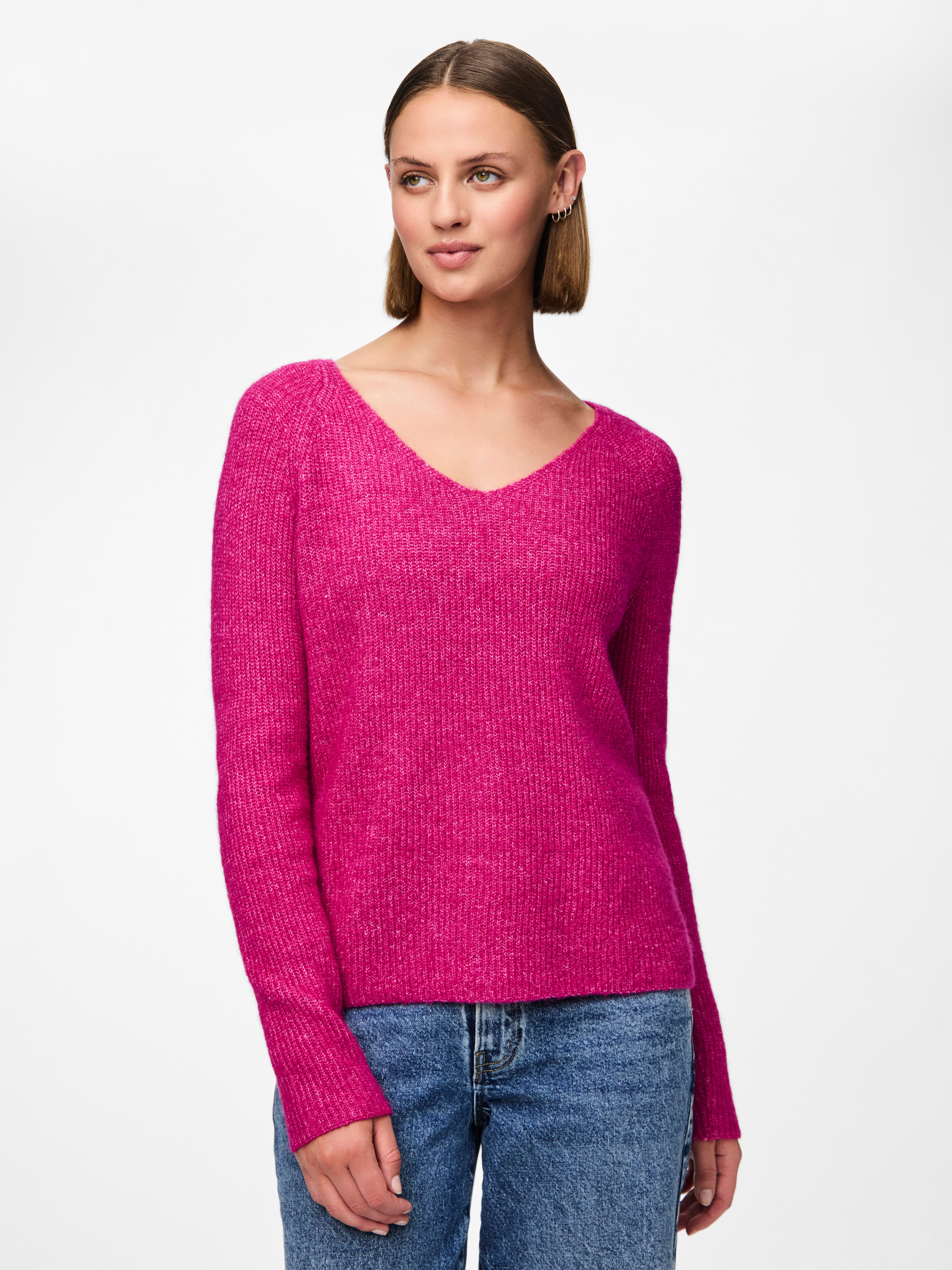 pieces V-Ausschnitt-Pullover PCELLEN LS V-NECK KNIT günstig online kaufen
