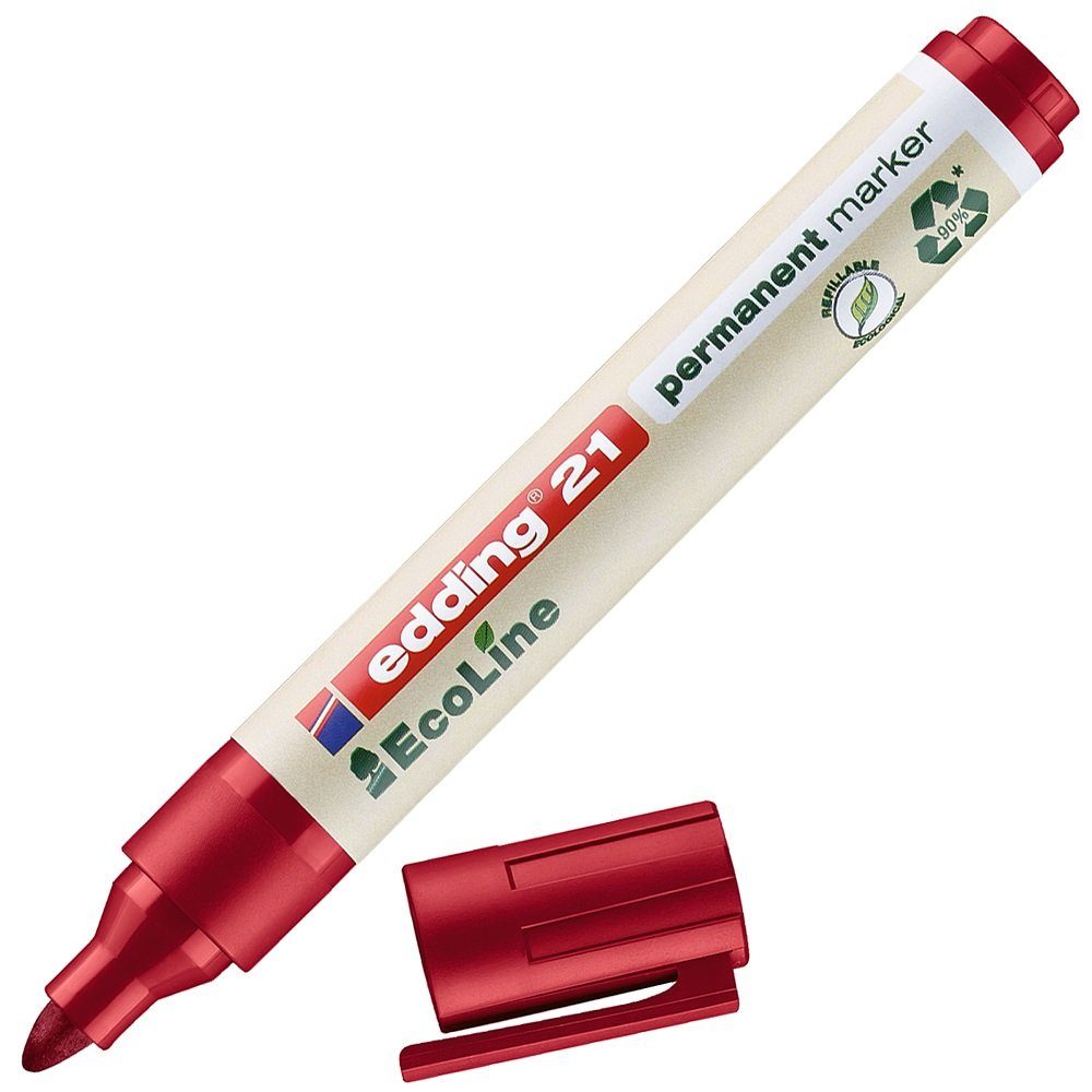 edding Permanentmarker 10 Permanentmarker No. 21 EcoLine Rundspitze 1,5-3mm rot
