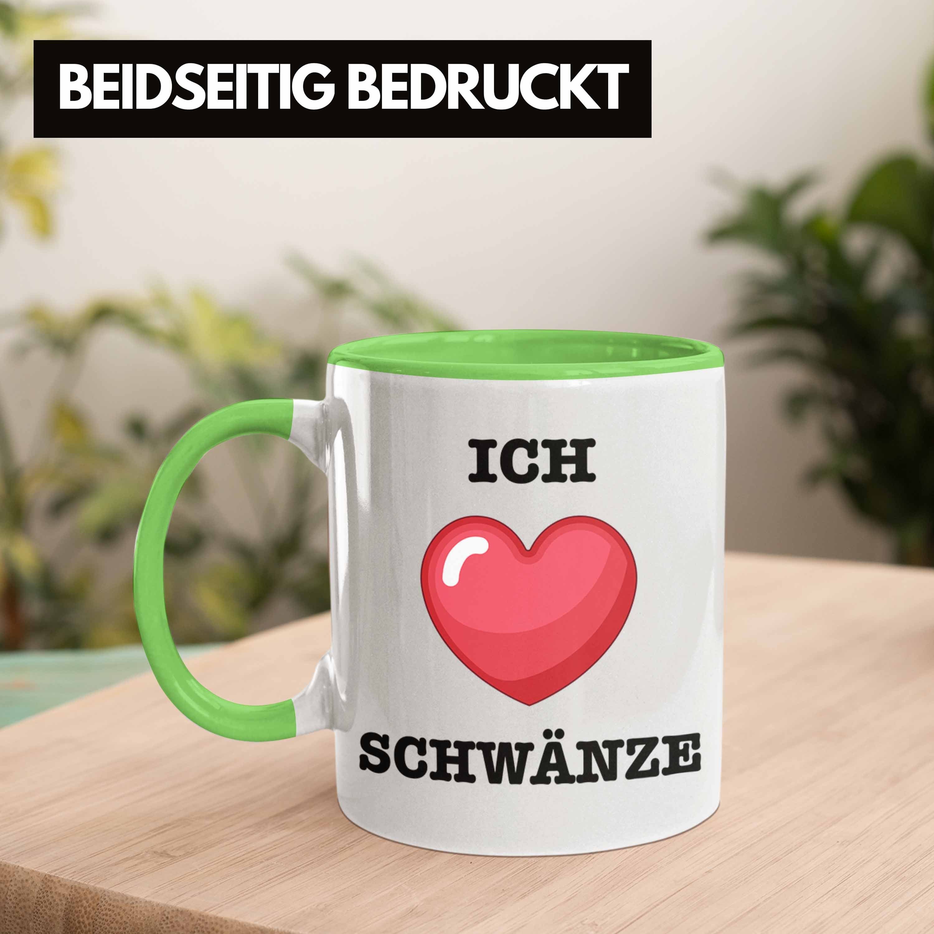 Liebe Schwänze Geschenkidee Geschenk 18+ Trendation Ich Humor Tasse Grün Tasse Versauter