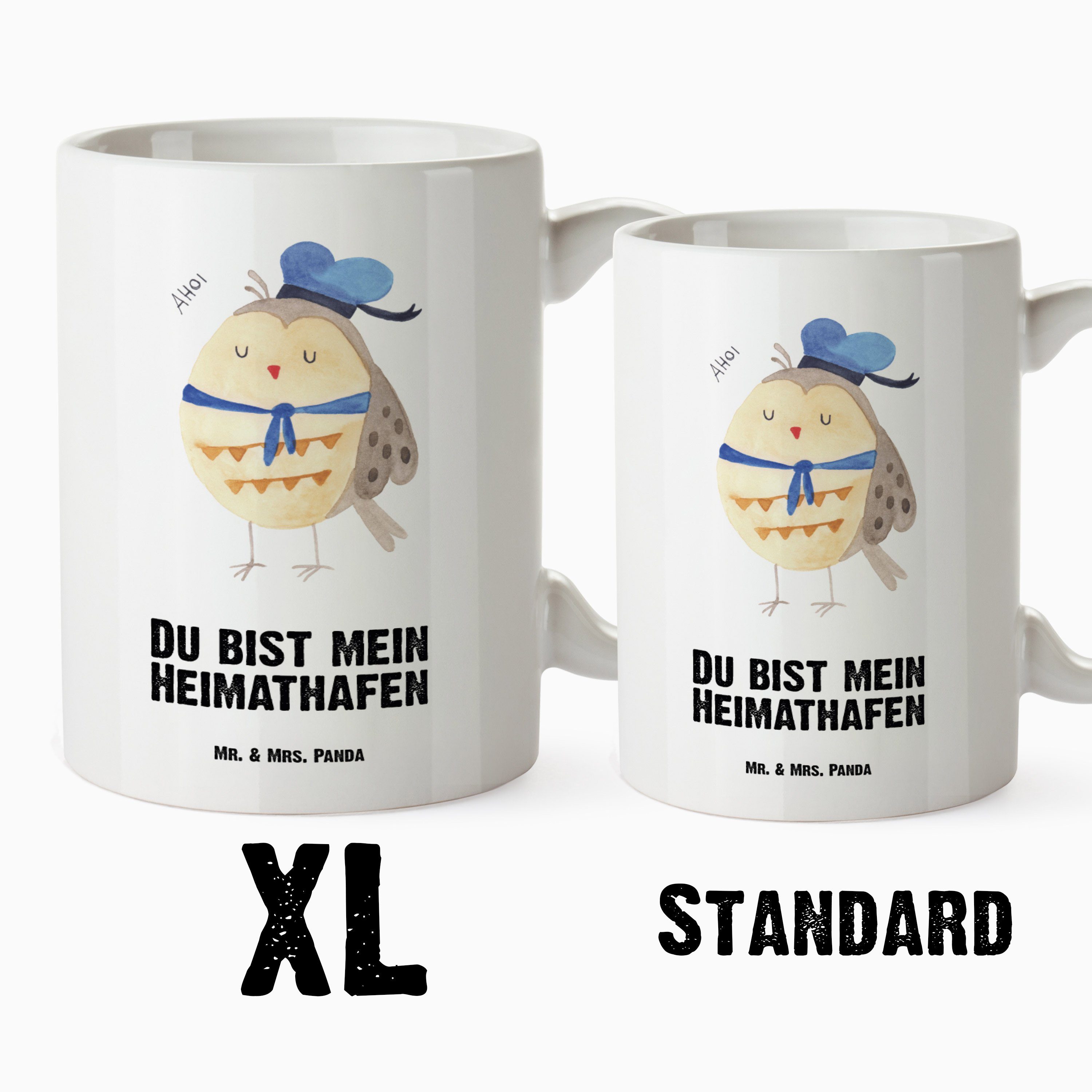 Wortspiel Tasse lustig, Keramik Geschenk, XL Panda - Beche, & Mrs. XL Weiß Eule - XL Tasse Tasse, Mr. Matrosen