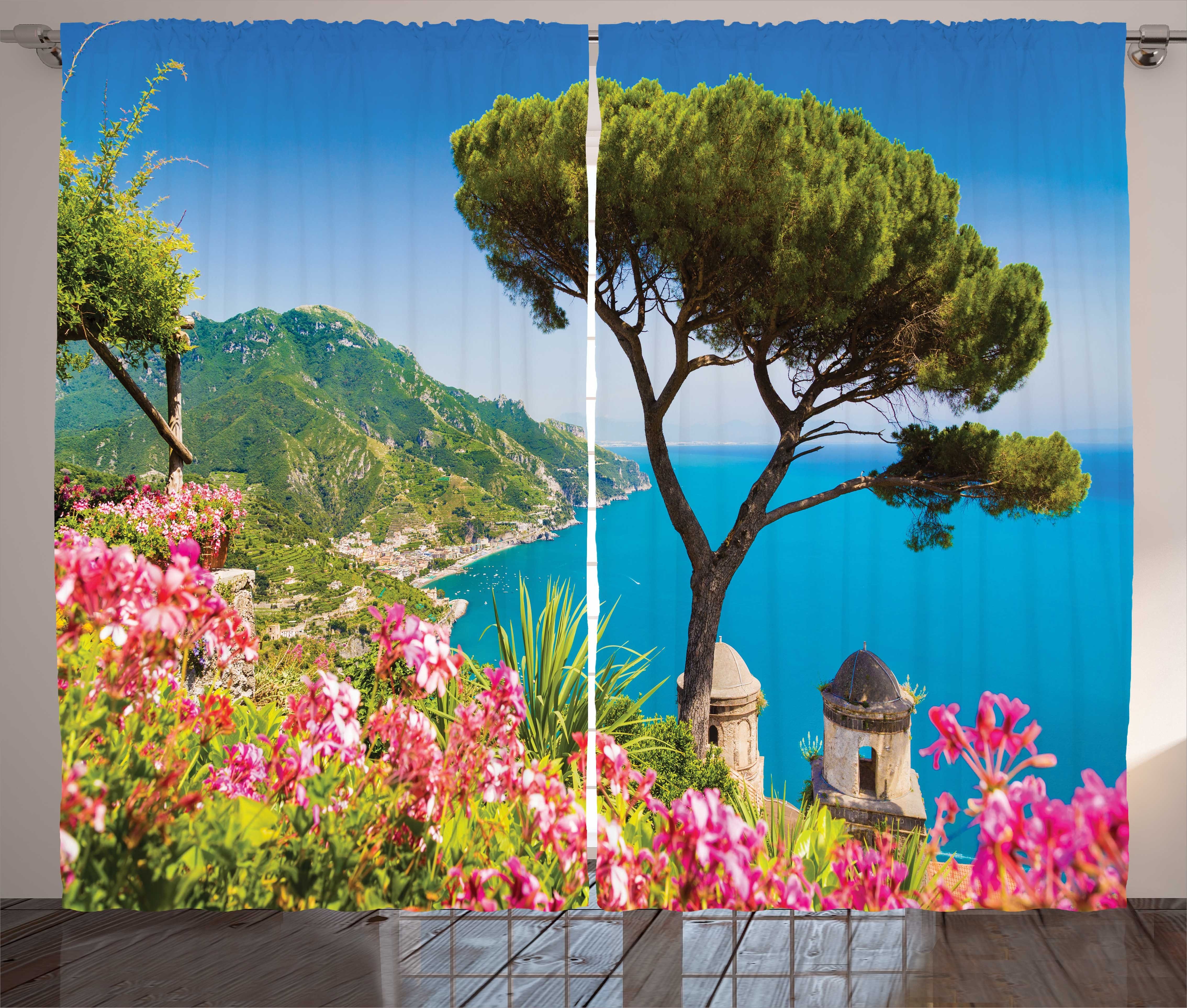 Schlaufen Haken, mit Gardine Amalfi-Küste Italien von Baum Kräuselband Szene Abakuhaus, Schlafzimmer und Vorhang