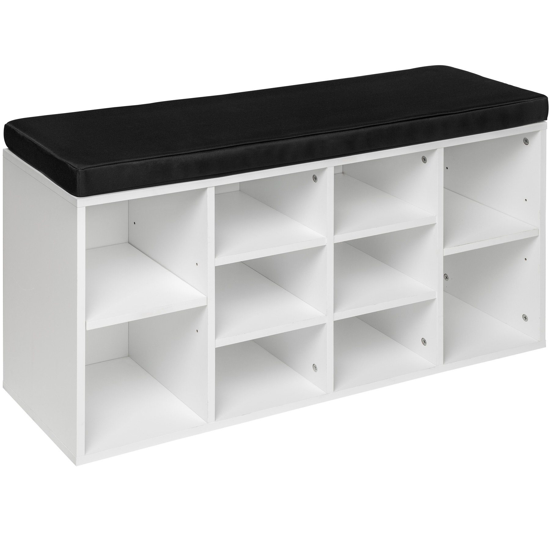 inkl. mit (Set tectake Schrank+Kissen, schwarz-weiß Max 1-St., Sitzkissen) Schuhschrank