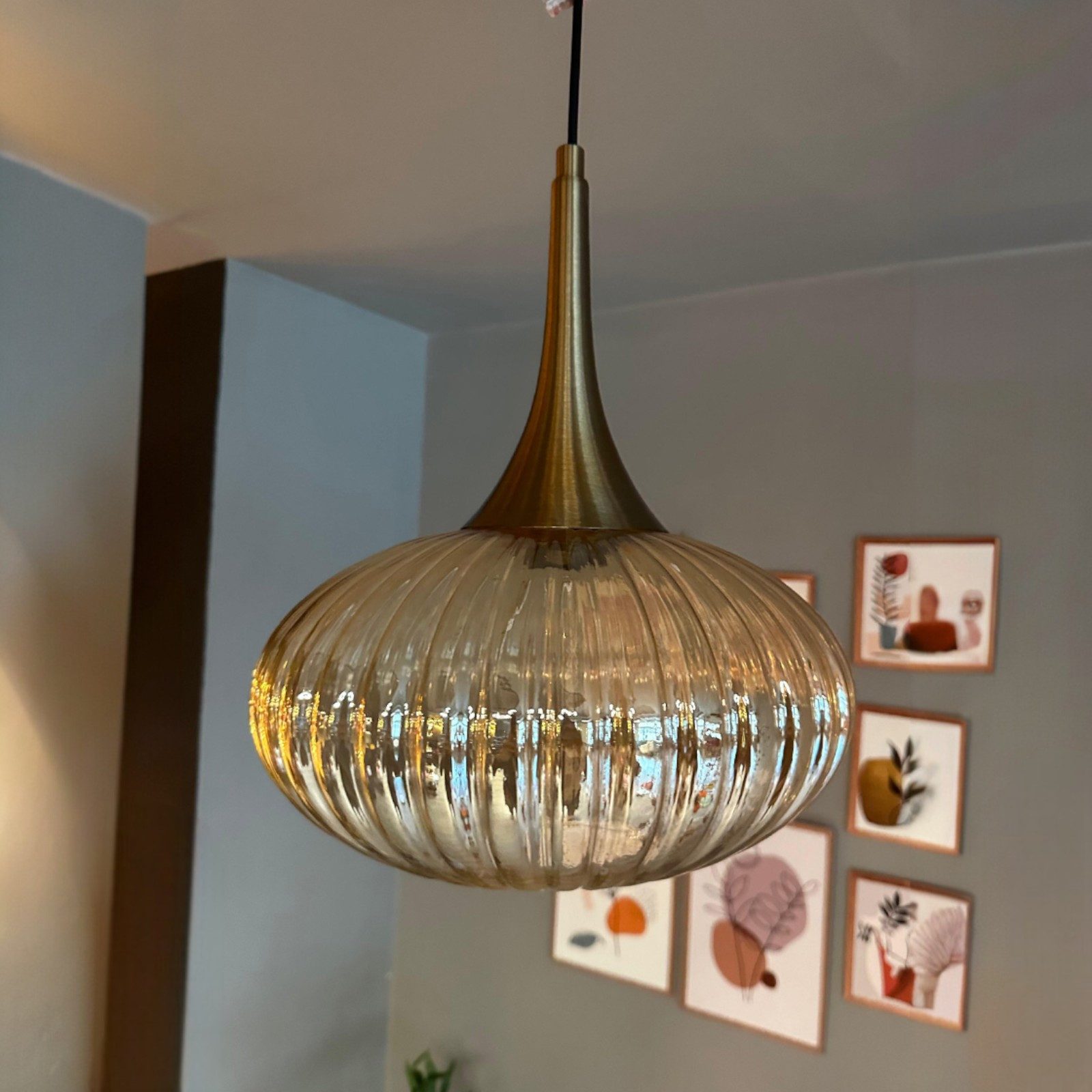 Bamyum Pendelleuchte Elegant Glas Pendelleuchte Hängelampe Restaurant Halle Beleuchtung, ohne Leuchtmittel