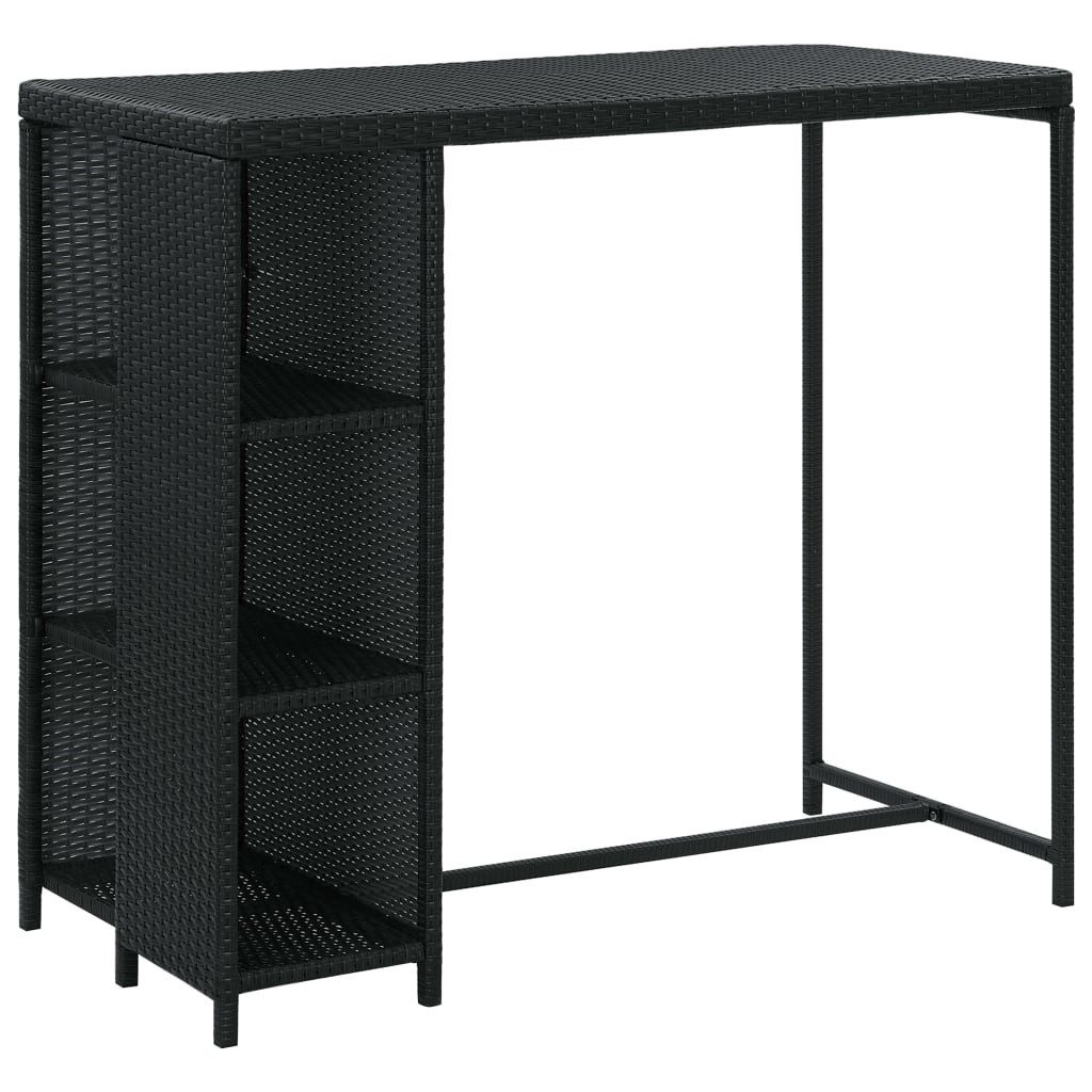 vidaXL Gartenlounge-Set 5-tlg. Gartenbar-Set mit Kissen Poly Rattan Schwarz, (1-tlg)