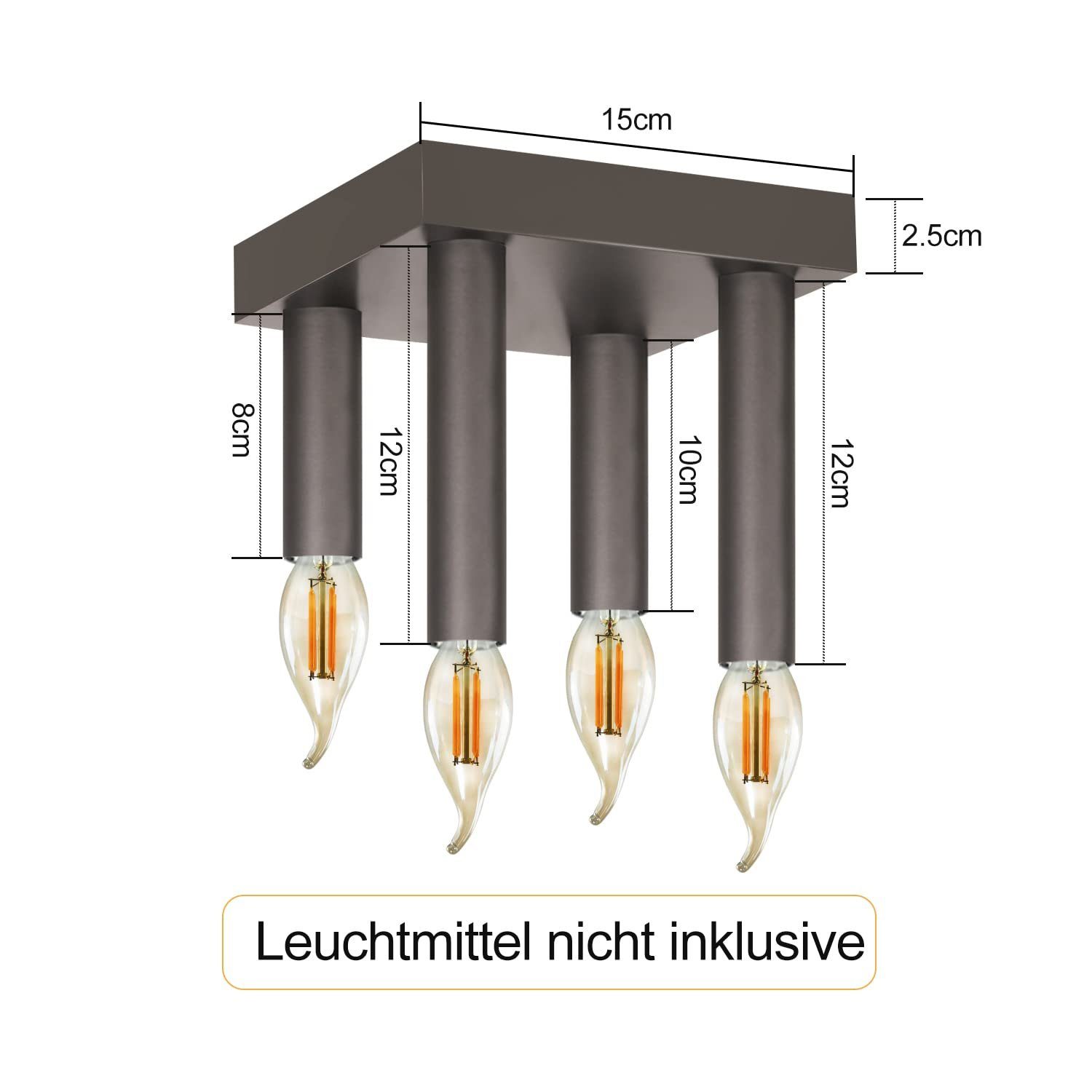 ZMH Deckenleuchte Grau Vintage E14 Industrial Metall Retro Küche Flur bar, ohne Leuchtmittel, ohne Leuchtmittel