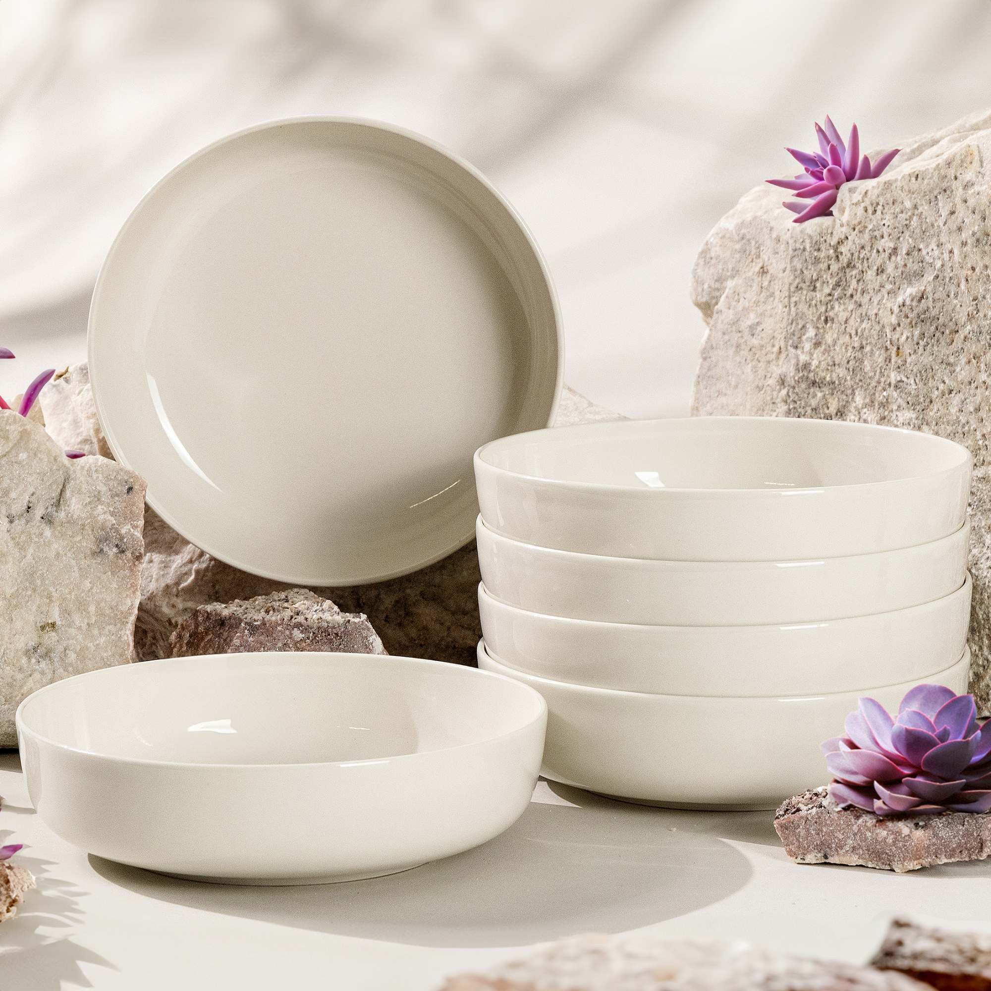 KONSIMO® Teller-Set SORINA Geschirrset hergestellt in der EU, Elegant, Hochglanz (6-tlg), 6 Personen, Porzellan, Premium-Qualität, Hartporzellan, Rund