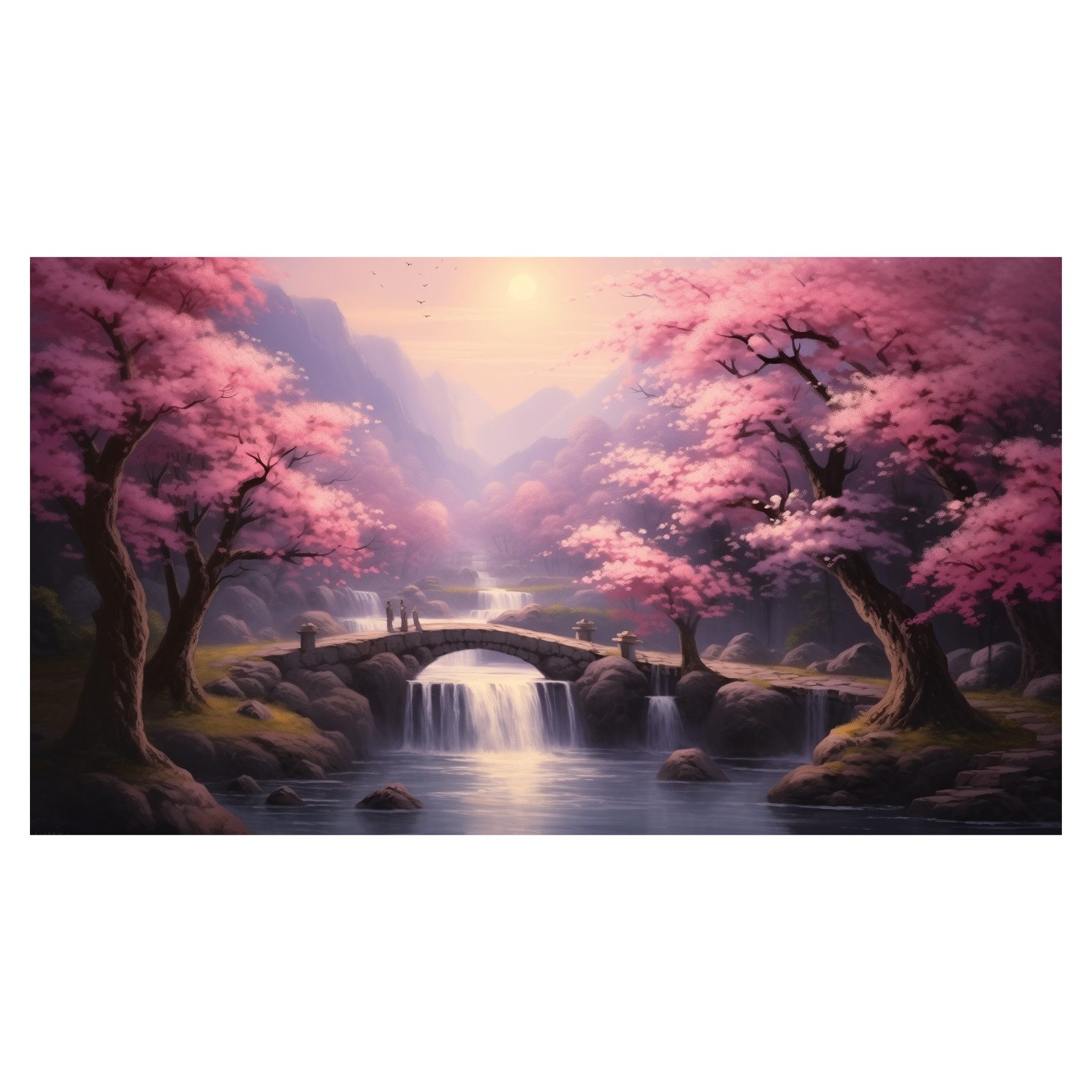 Jumpeak Teppich Japanische Kirschblüten Landschaft Teppich, teppich waschbar, Rechteckig, Höhe: 5 mm, länglicher teppich,Kunstkaschmir, teppich pflegeleicht, große teppiche