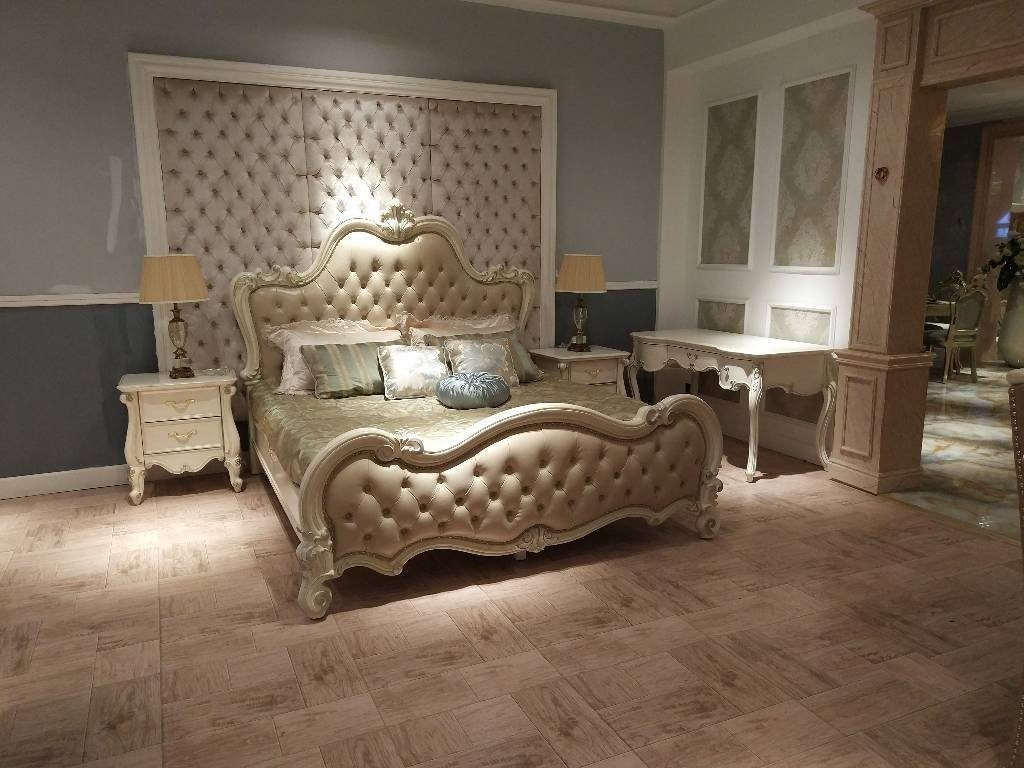 JVmoebel Bett, Luxus Chesterfield Betten Königliches Leder Bett Palast  Hotel Doppel