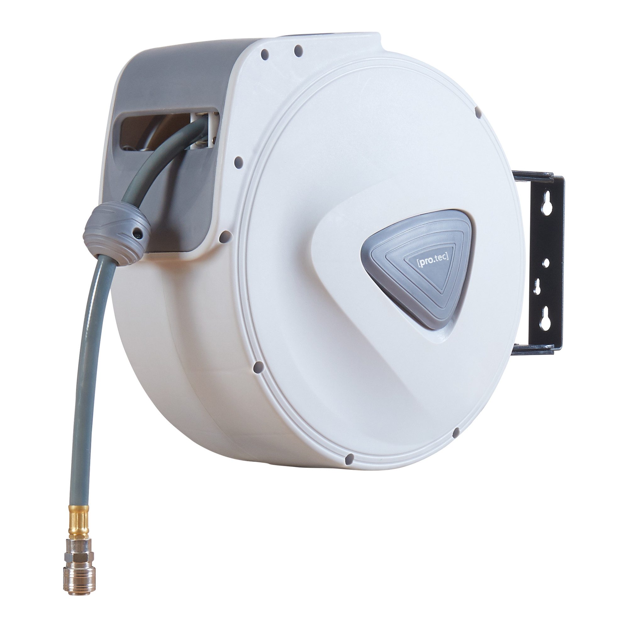 pro.tec Schlauchaufroller, Druckluftschlauchtrommel 'Nassau' 20m + 2m Weiß/Grau