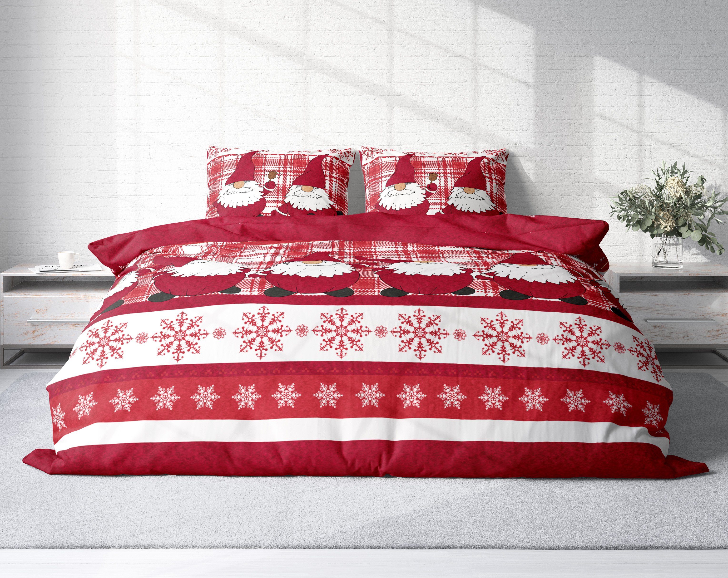 One Home Bettwäsche Wichtel Weihnachten Weihnachtsbettwäsche, Fleece, 3 tei günstig online kaufen