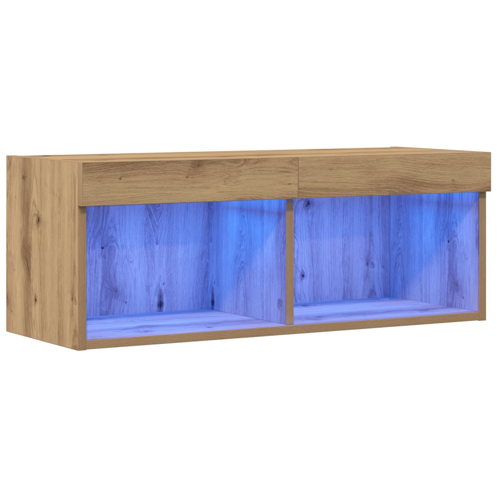 vidaXL TV-Schrank 80 x 30 x 30 cm TV-Wandregal mit LED-Lichtern Artisan Eiche 80x30x30 c