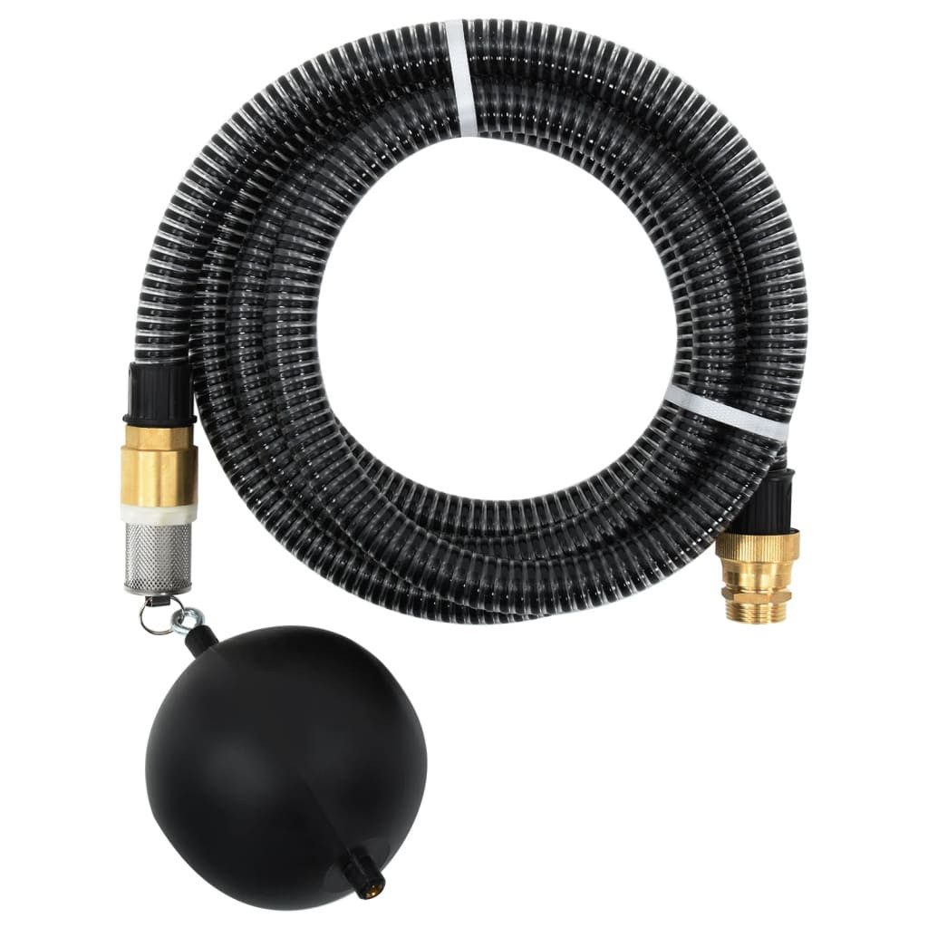 vidaXL Saugschlauch Saugschlauch mit Messing-Anschlüssen Schwarz 1,1" 7 m PVC